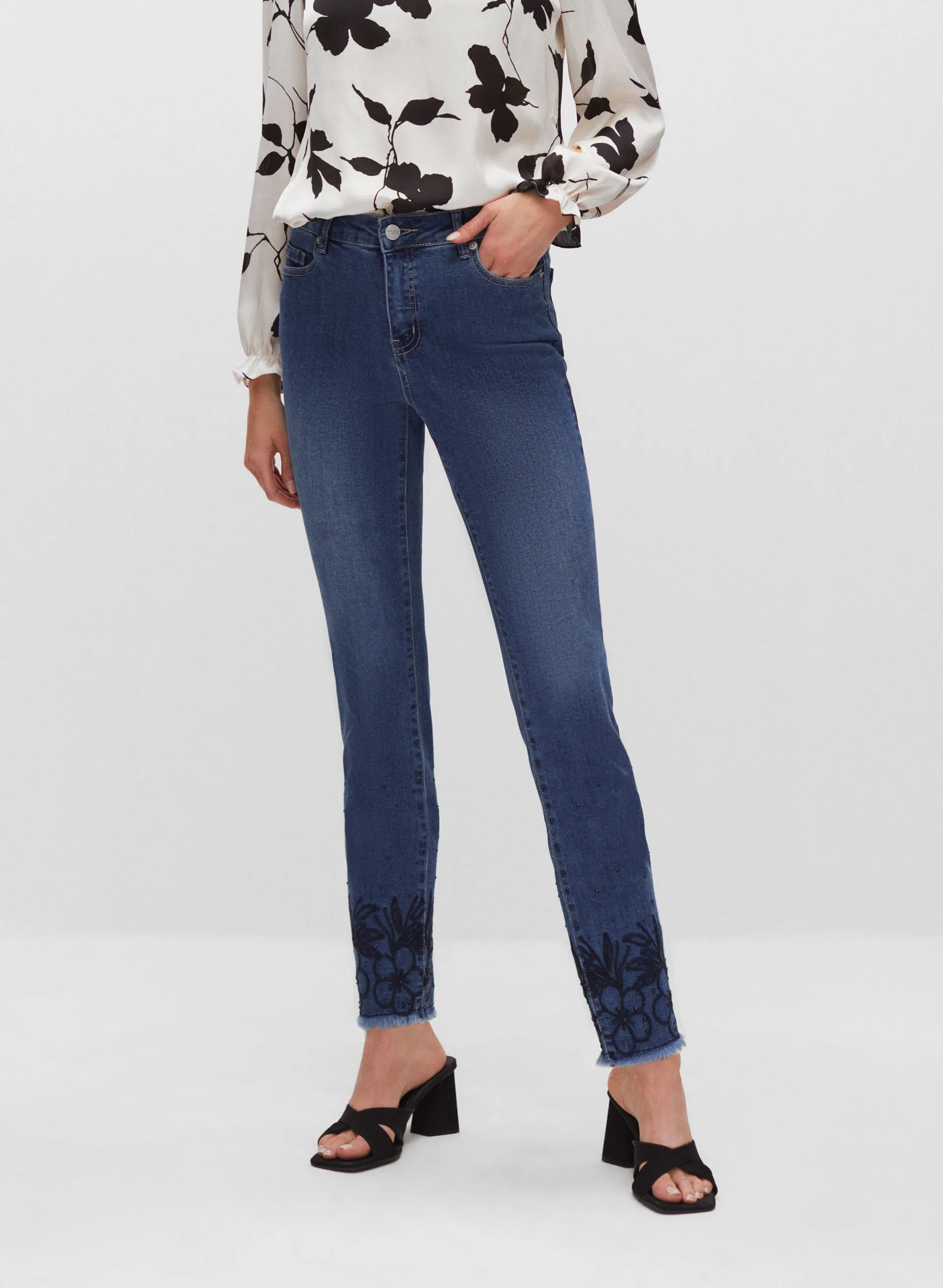 Embroidered Hem Slim Leg Jeans sold by Melanie Lyne product image thumbnail 5
