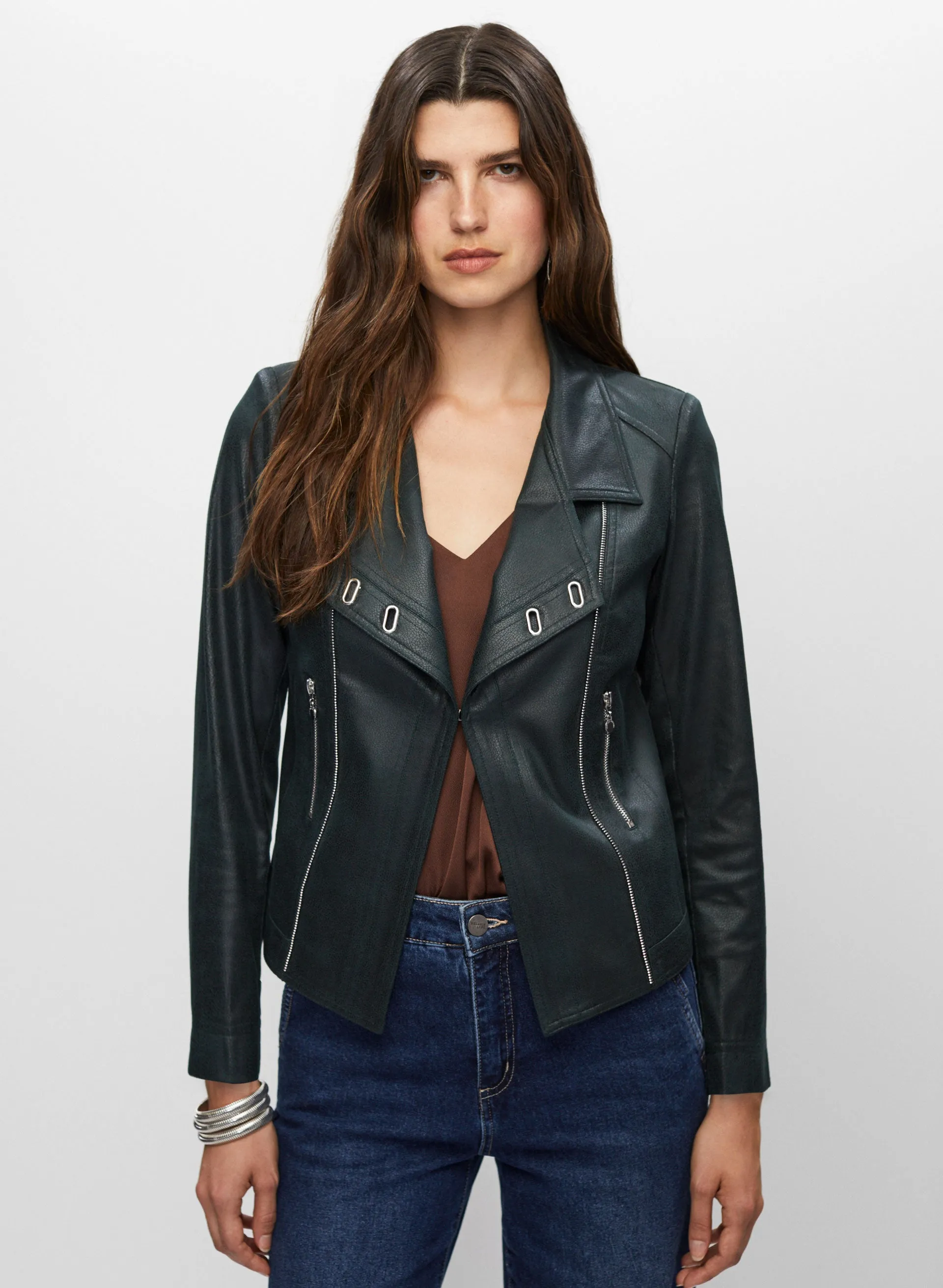 Vex - Eyelet Detail Faux Suede Jacket sold by Melanie Lyne