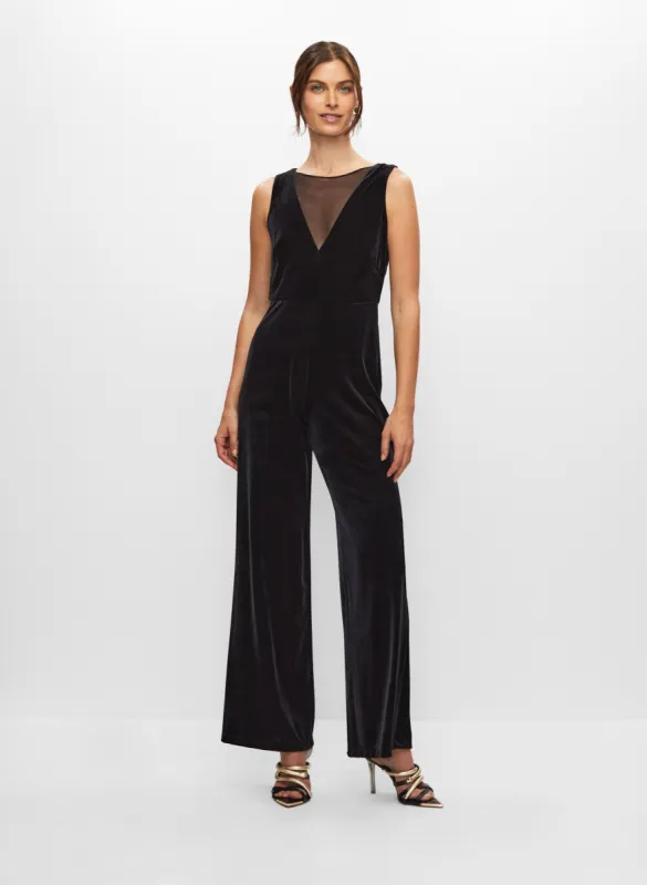 Velvet Mesh Detail Jumpsuit sold by Melanie Lyne