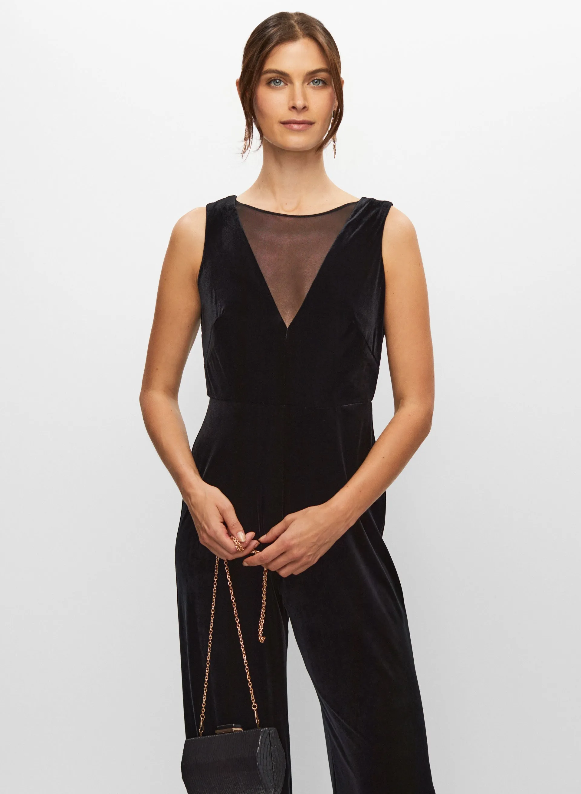 Velvet Mesh Detail Jumpsuit sold by Melanie Lyne product image thumbnail 5