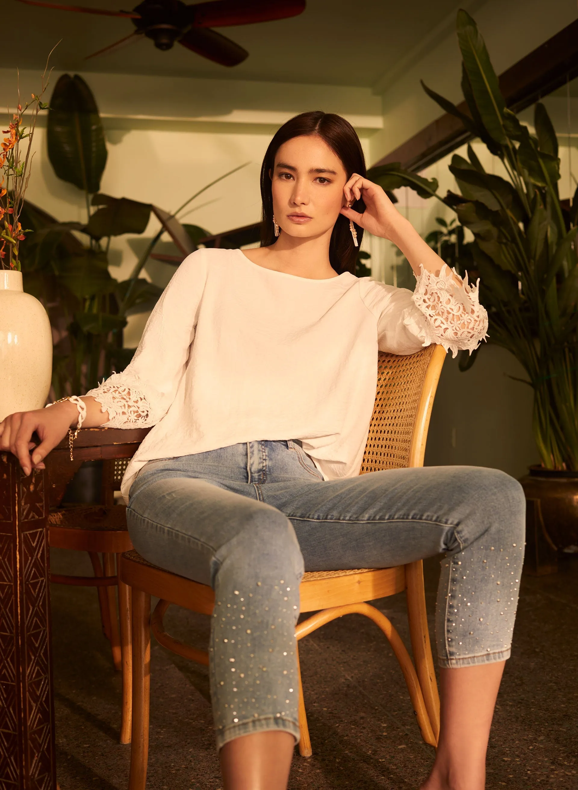 Stone Detail Denim Capris sold by Melanie Lyne