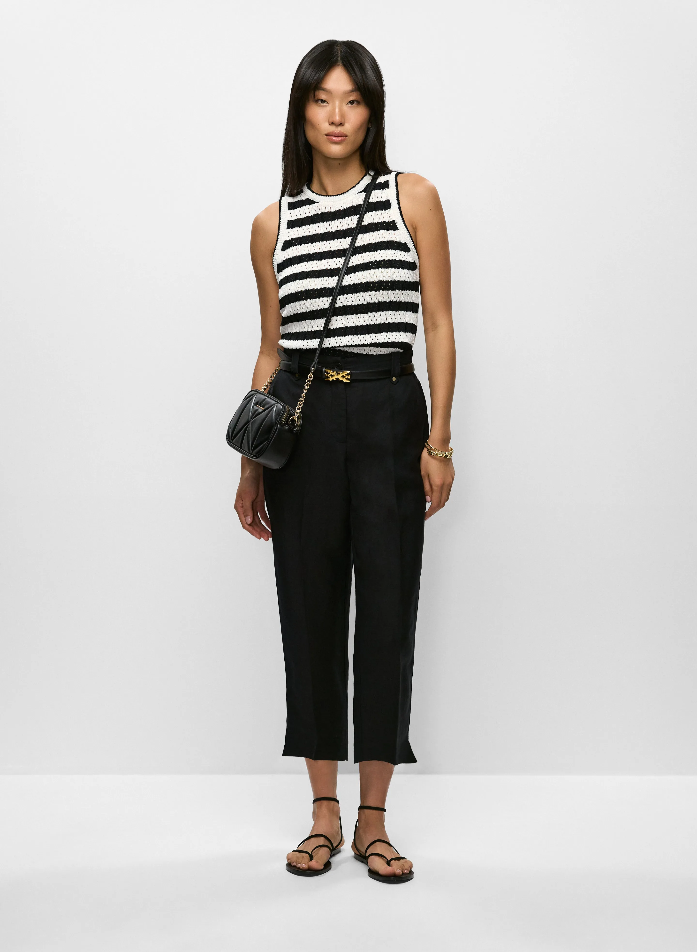 Striped Knit Sleeveless Top & Linen Capri Pants sold by Melanie Lyne