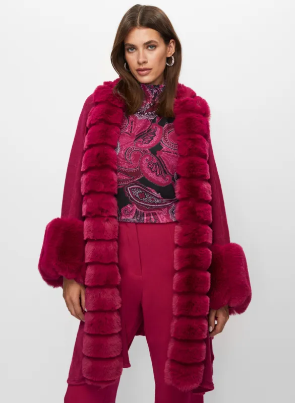 Faux Fur Trim Poncho sold by Melanie Lyne