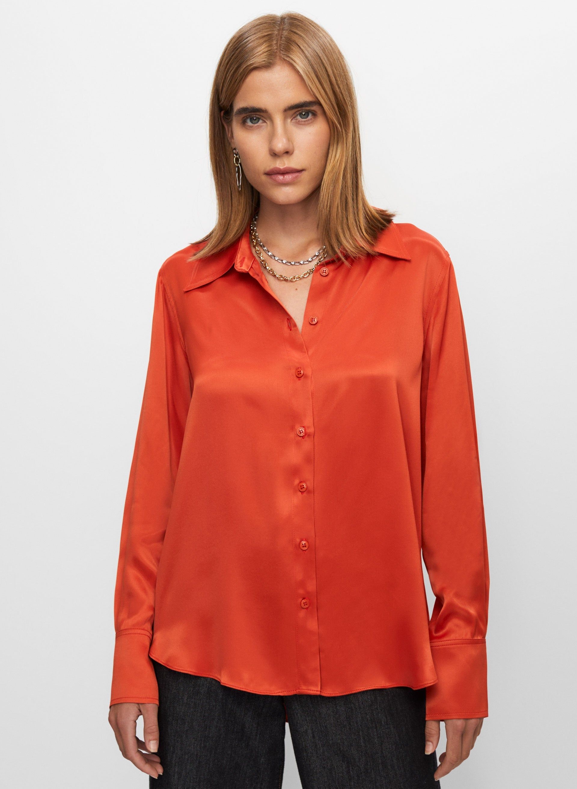 Satin Button Front Blouse sold by Melanie Lyne product image thumbnail 5