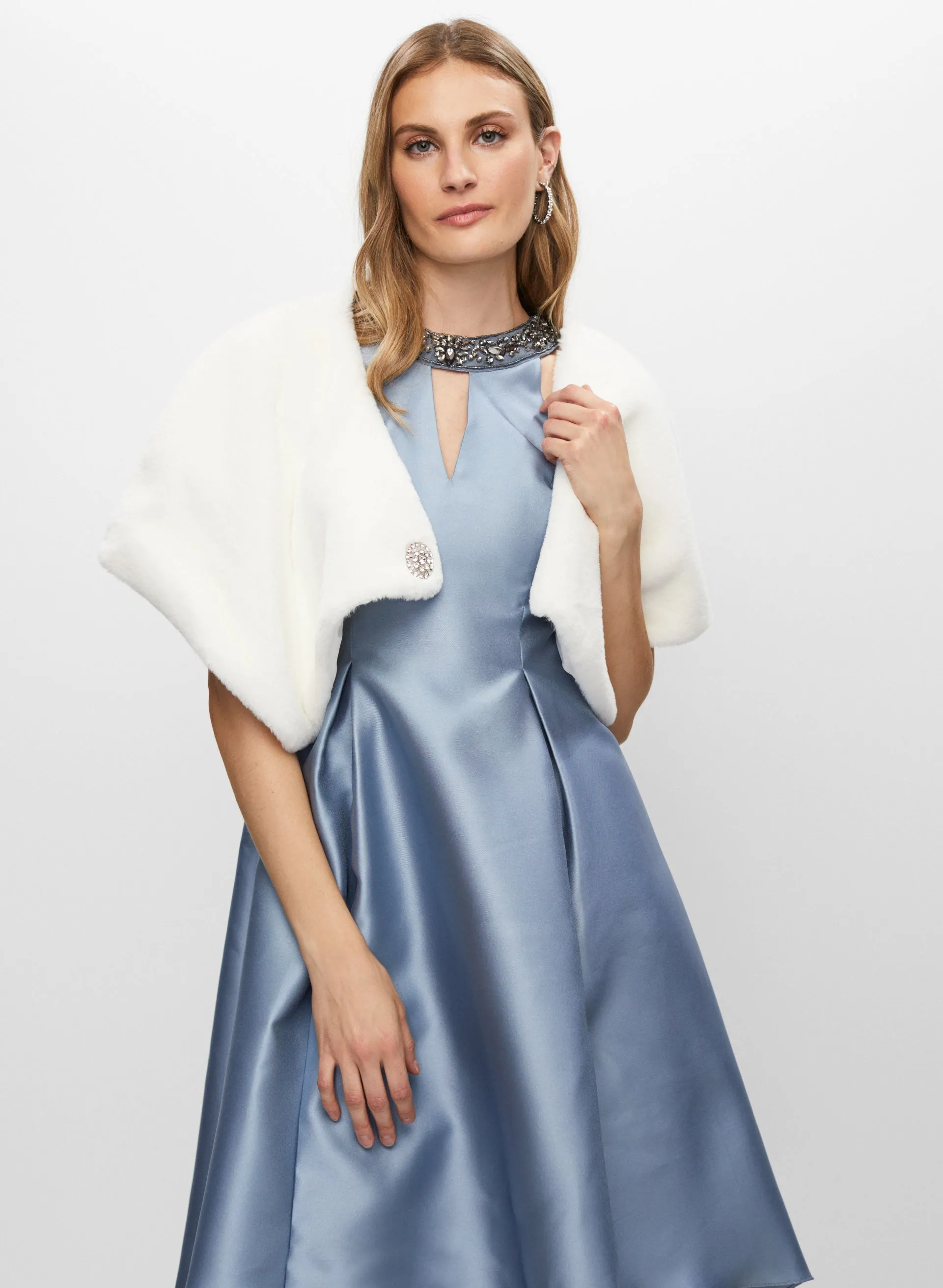 Faux Fur Brooch Detail Wrap sold by Melanie Lyne