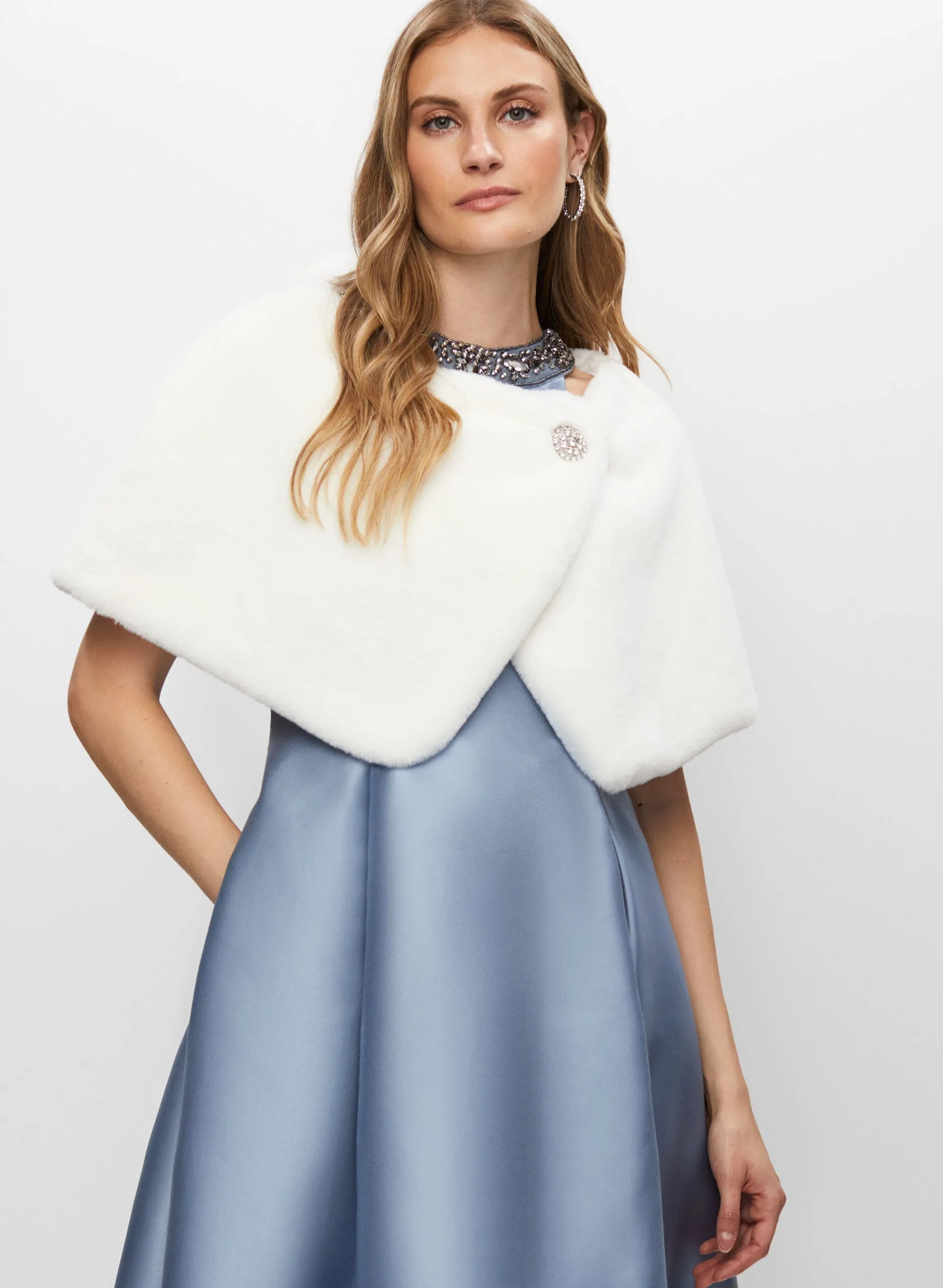 Faux Fur Brooch Detail Wrap sold by Melanie Lyne product image thumbnail 5