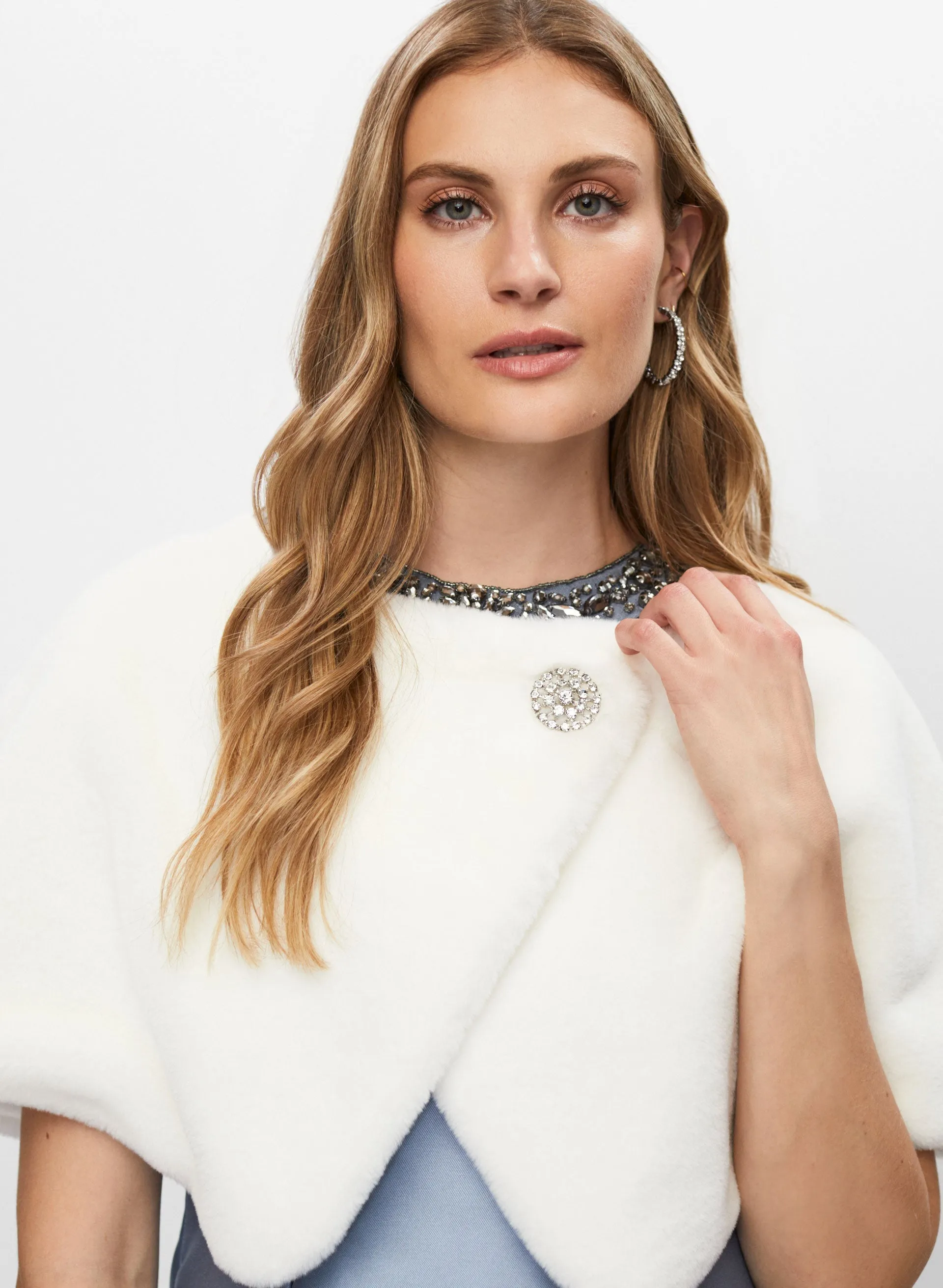 Faux Fur Brooch Detail Wrap sold by Melanie Lyne product image thumbnail 3