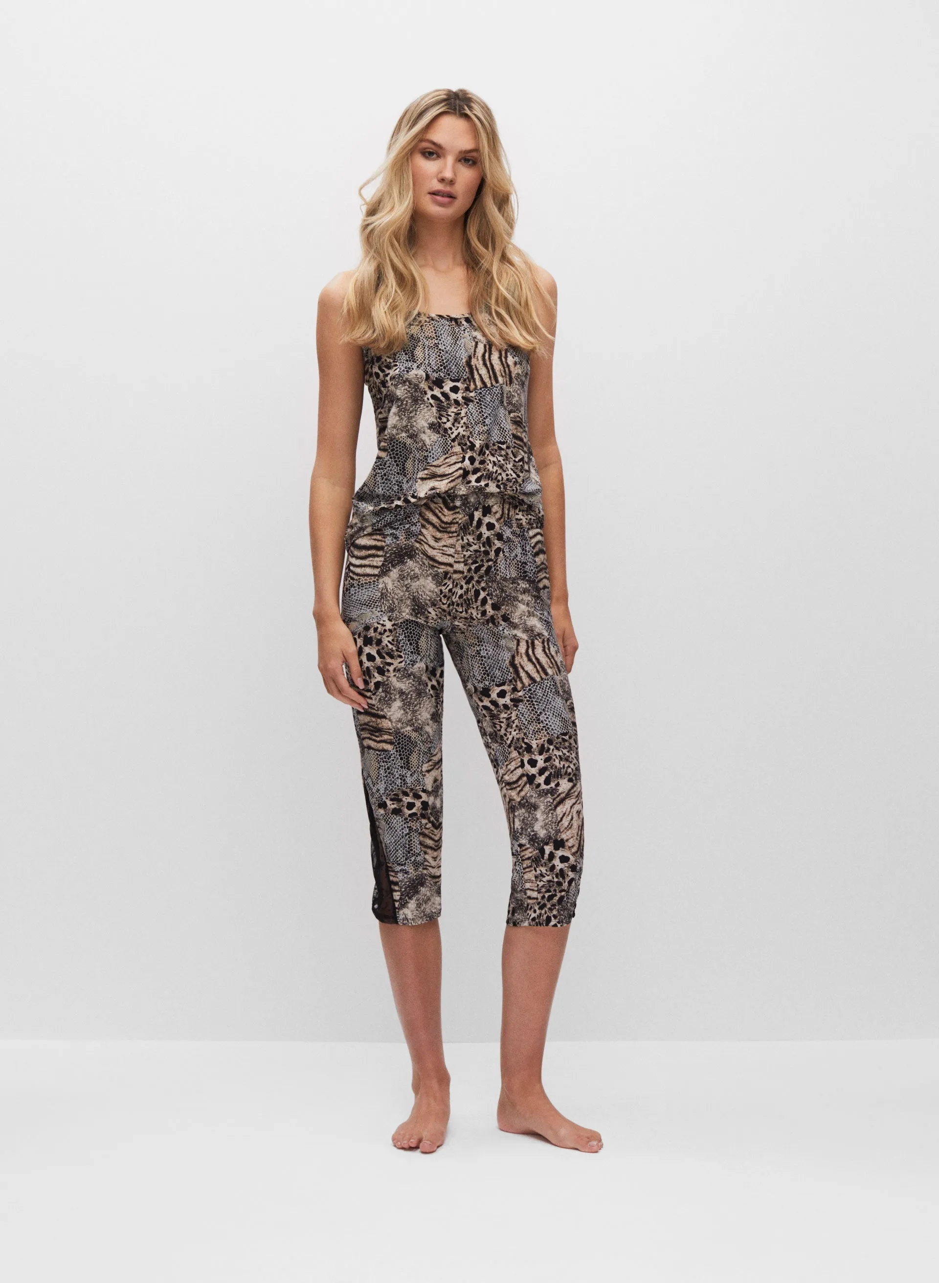 Animal Print Lace Trim Pyjama Set sold by Melanie Lyne