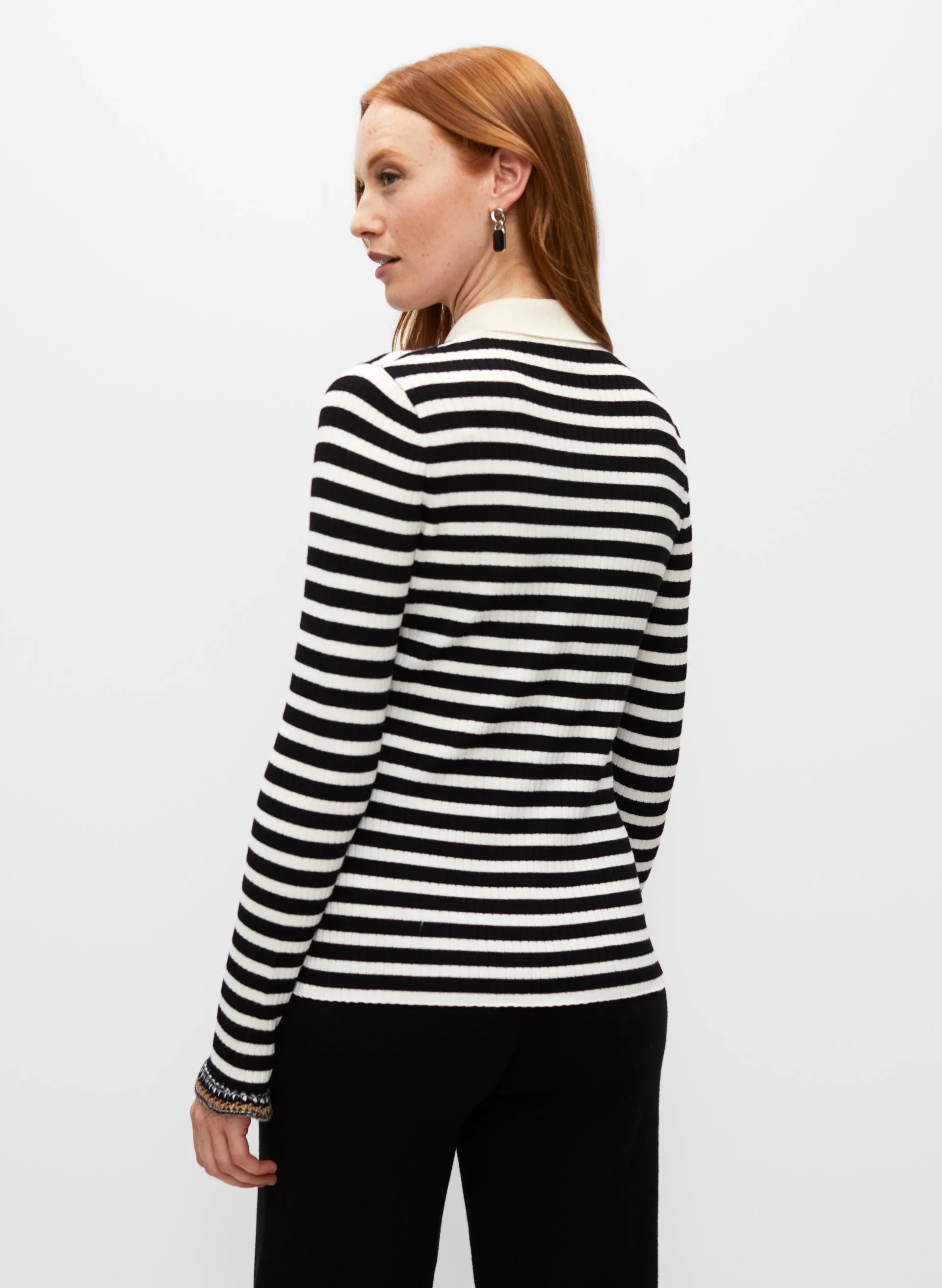 Striped Jewel Button Polo Sweater sold by Melanie Lyne product image thumbnail 4