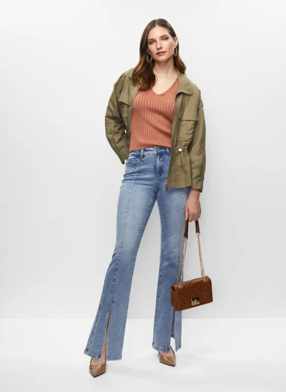 Linen Blend Jacket & Slit Hem Jeans sold by Melanie Lyne