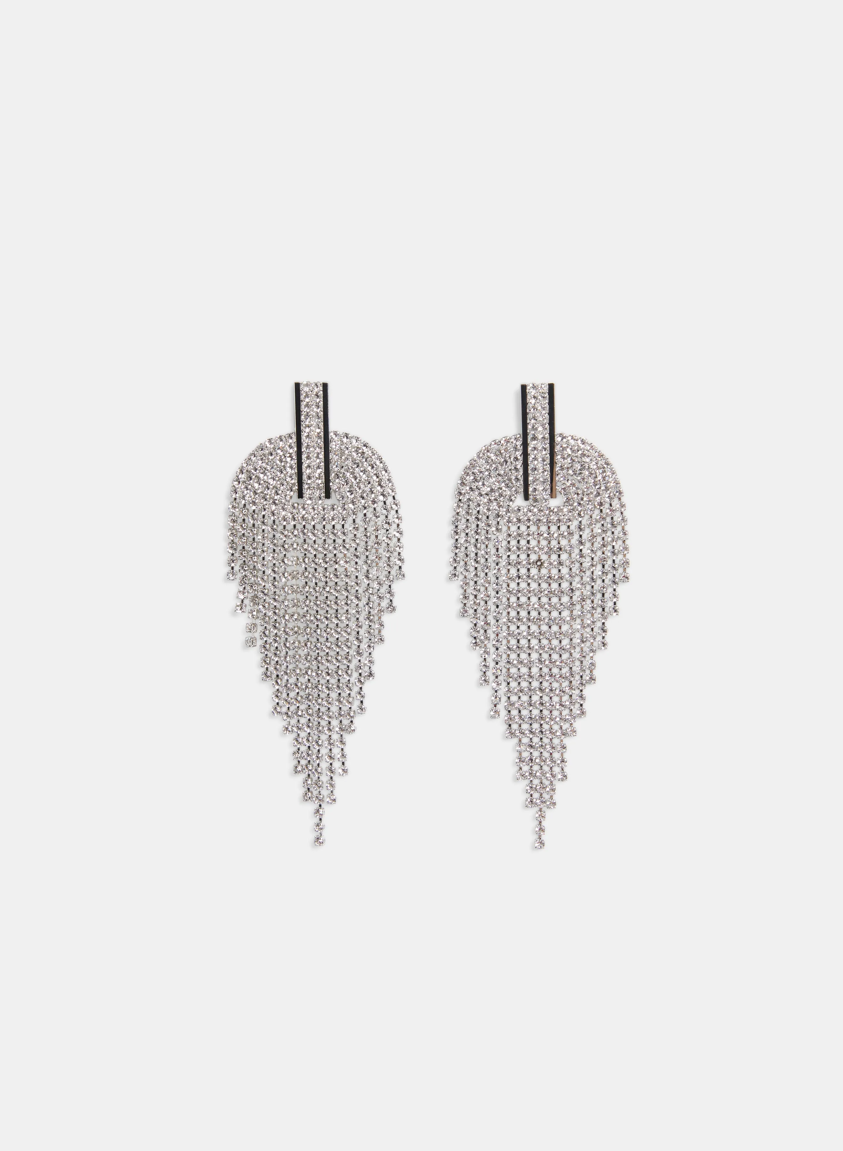 Cubic Zirconia Half-Moon Chandelier Earrings sold by Melanie Lyne