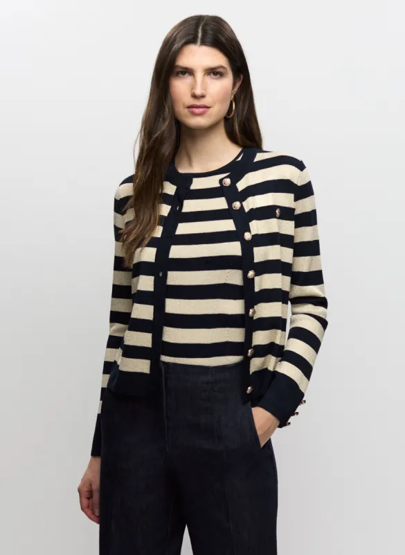 Crew Neck Stripe Cardigan sold by Melanie Lyne