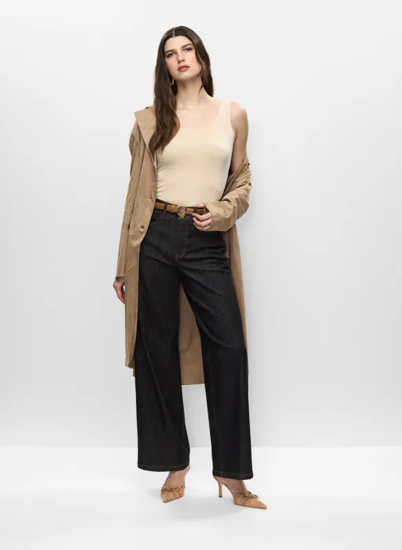 Faux Suede Trench & Wide Leg Jeans sold by Melanie Lyne