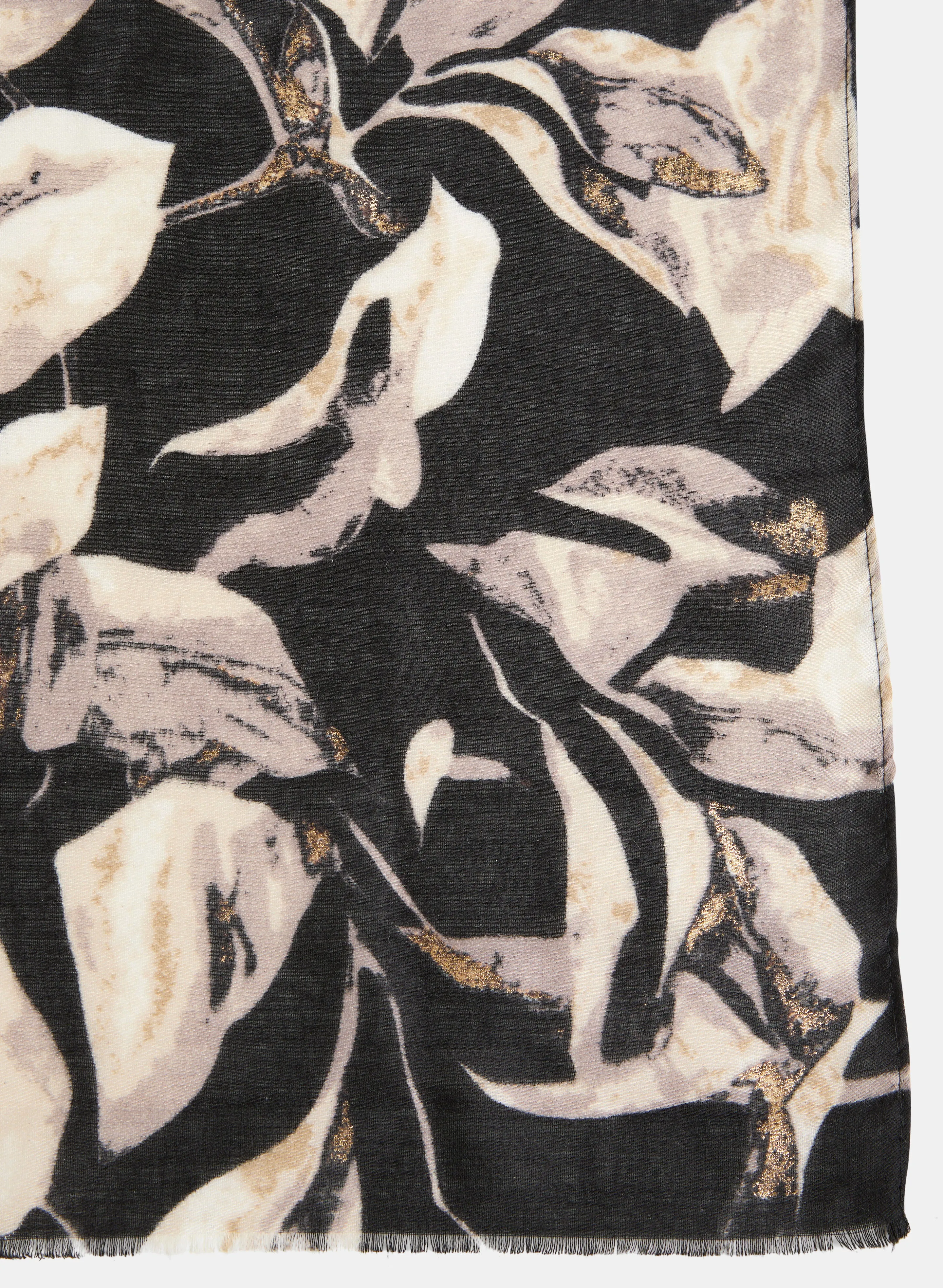 Metallic Foil Leaf Print Scarf sold by Melanie Lyne product image thumbnail 3