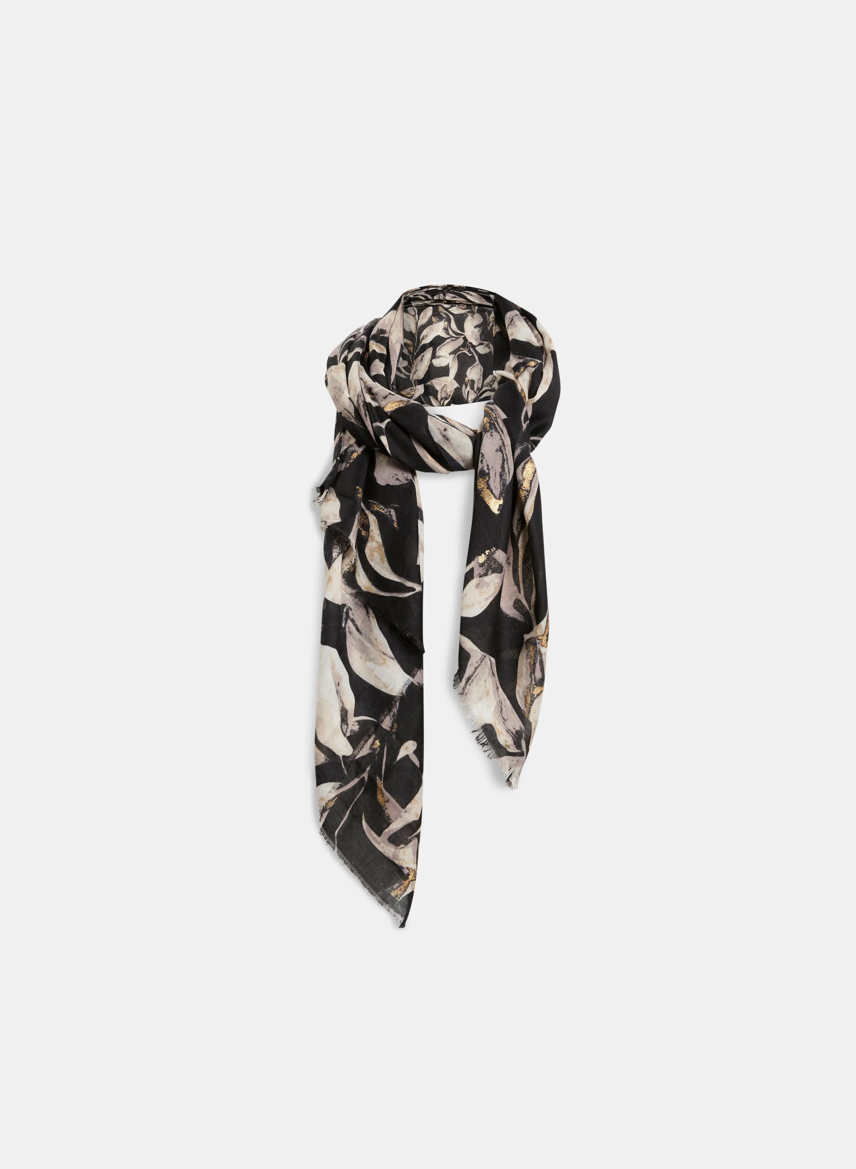 Metallic Foil Leaf Print Scarf sold by Melanie Lyne