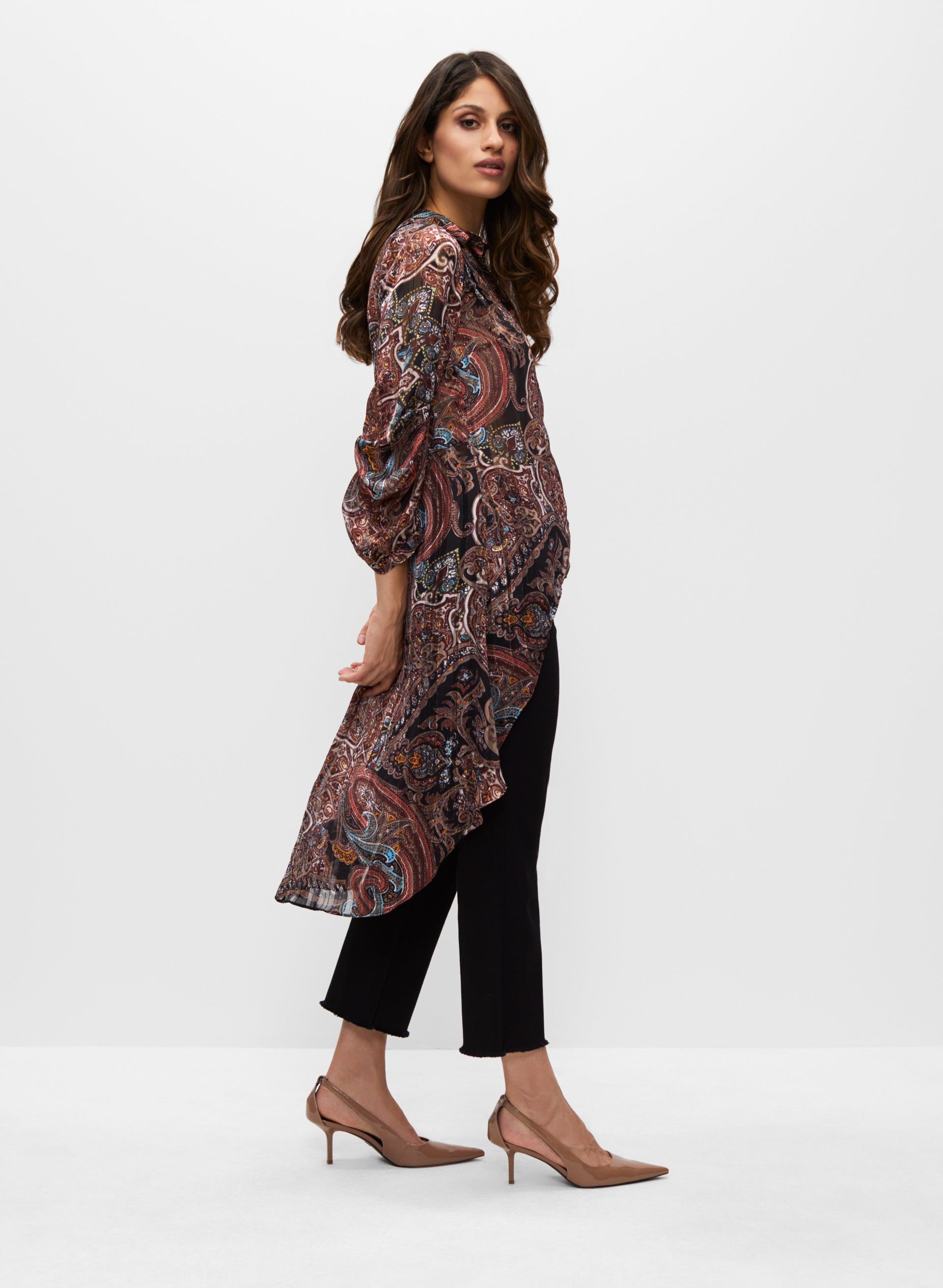 Paisley Print Asymmetric Button-Up Tunic sold by Melanie Lyne product image thumbnail 3