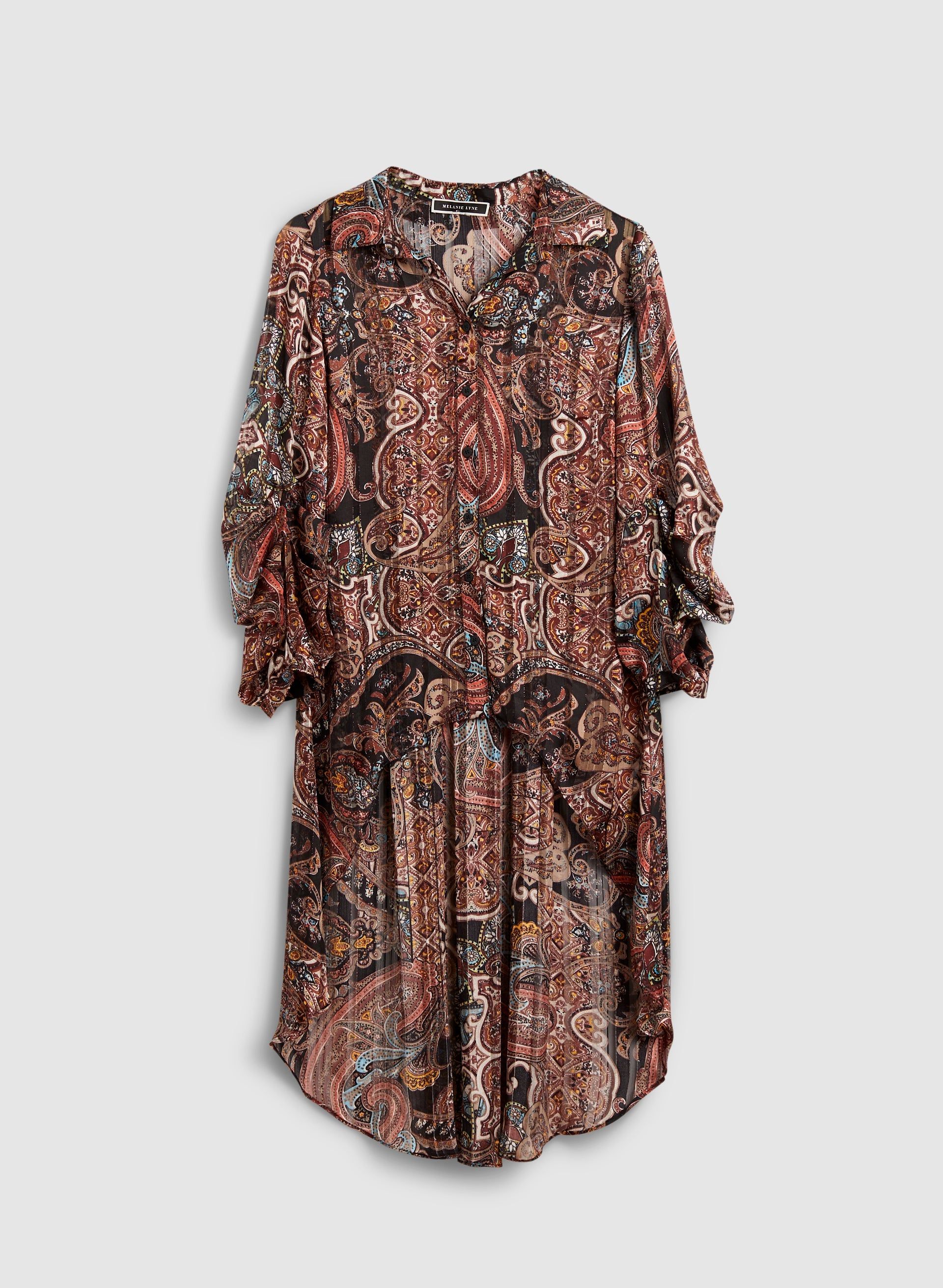 Paisley Print Asymmetric Button-Up Tunic sold by Melanie Lyne product image thumbnail 5