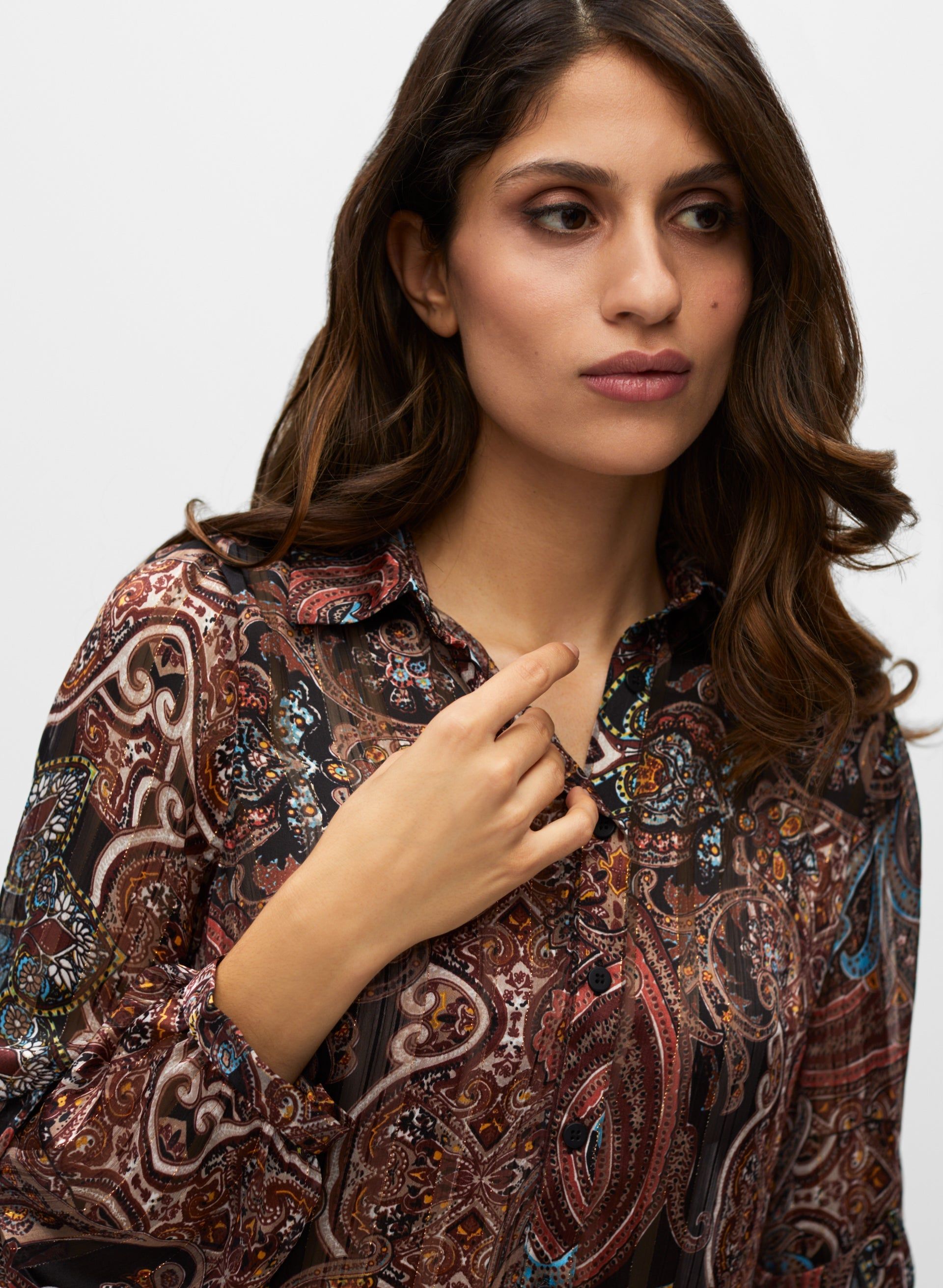 Paisley Print Asymmetric Button-Up Tunic sold by Melanie Lyne product image thumbnail 2