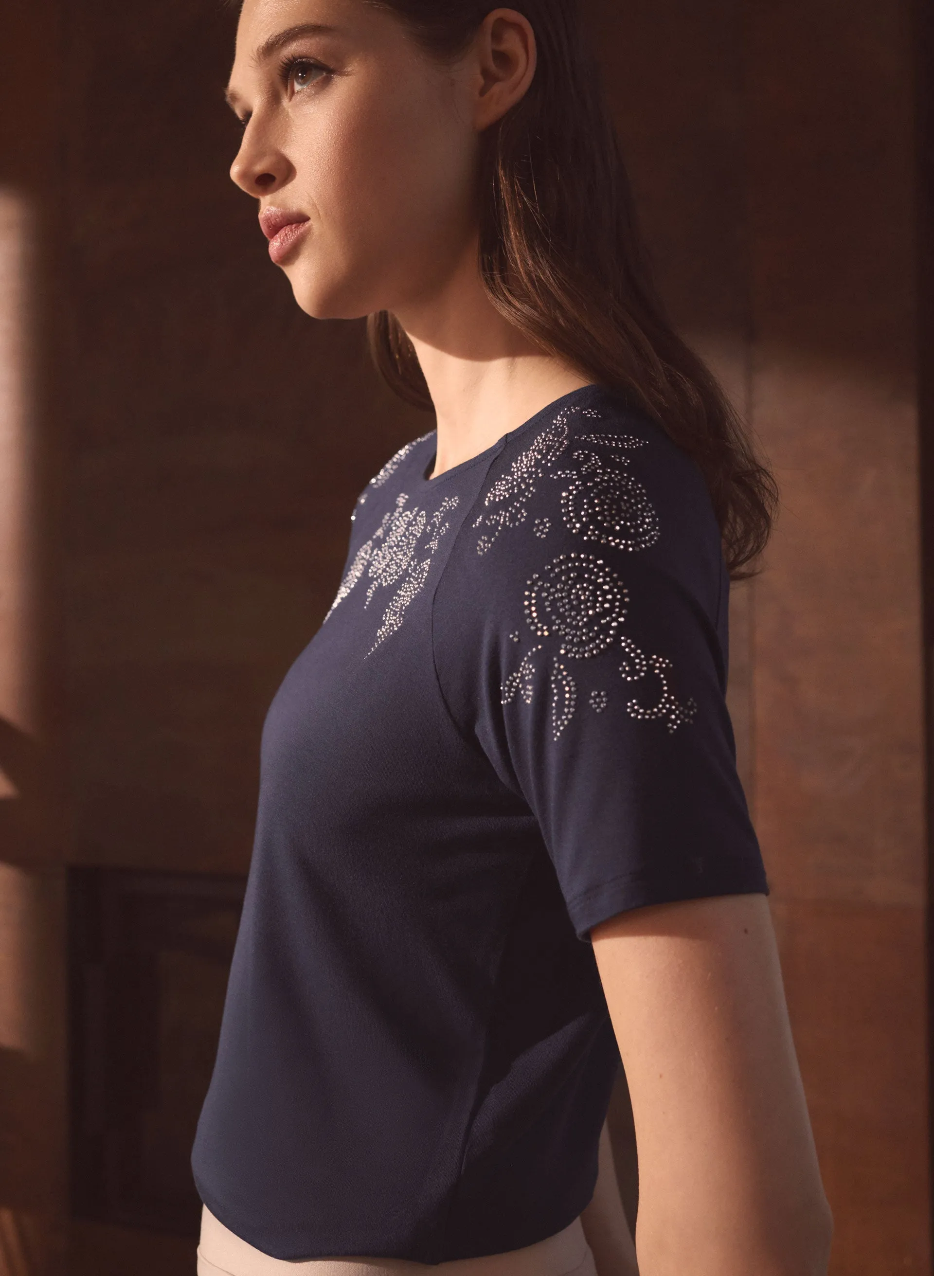 Rhinestone Rose Detail Tee sold by Melanie Lyne product image thumbnail 2