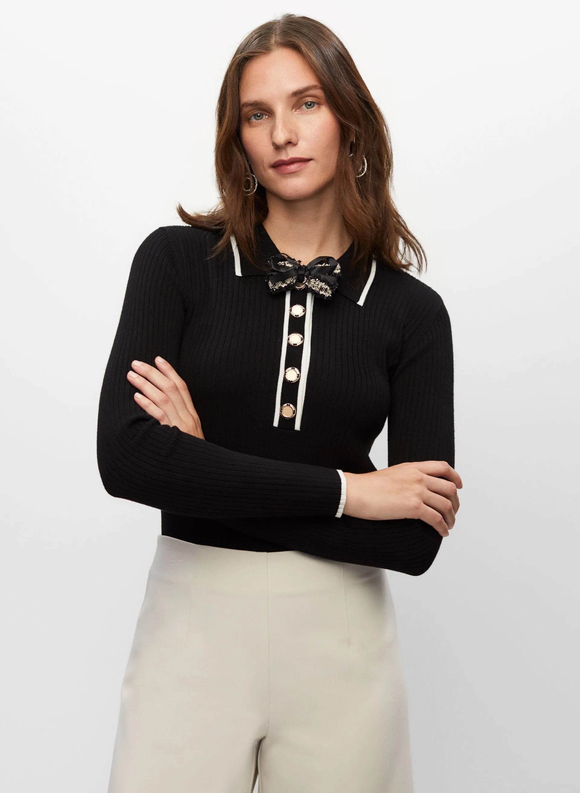 Rib Knit Polo Sweater sold by Melanie Lyne