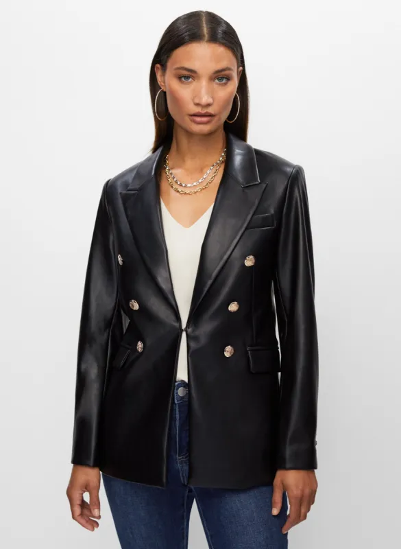 Vegan Leather Button Detail Jacket sold by Melanie Lyne