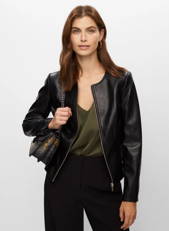 Fringe & Stud Detail Vegan Leather Jacket sold by Melanie Lyne