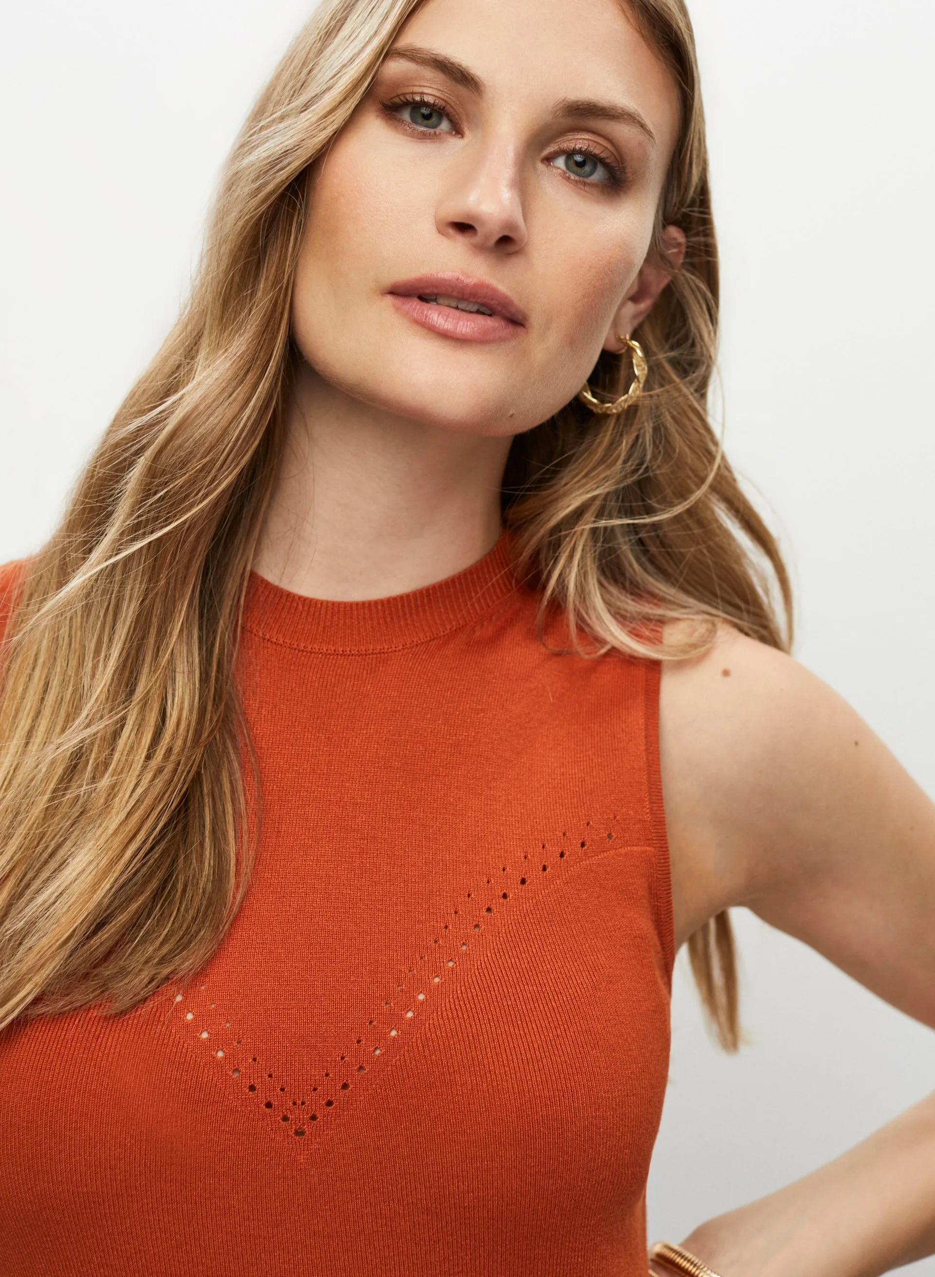 Sleeveless Pointelle Knit Sweater sold by Melanie Lyne product image thumbnail 2