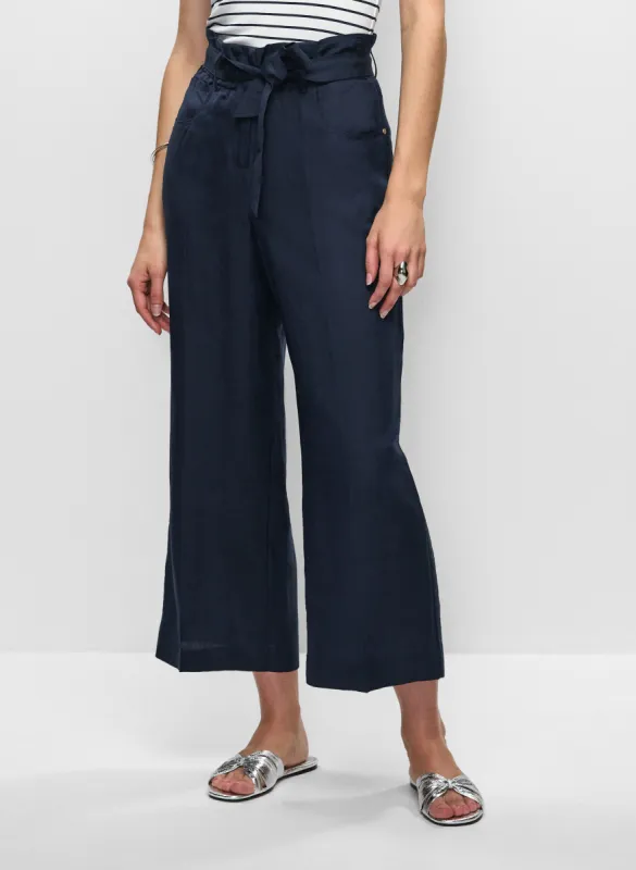 Linen-Blend Cropped Pants sold by Melanie Lyne
