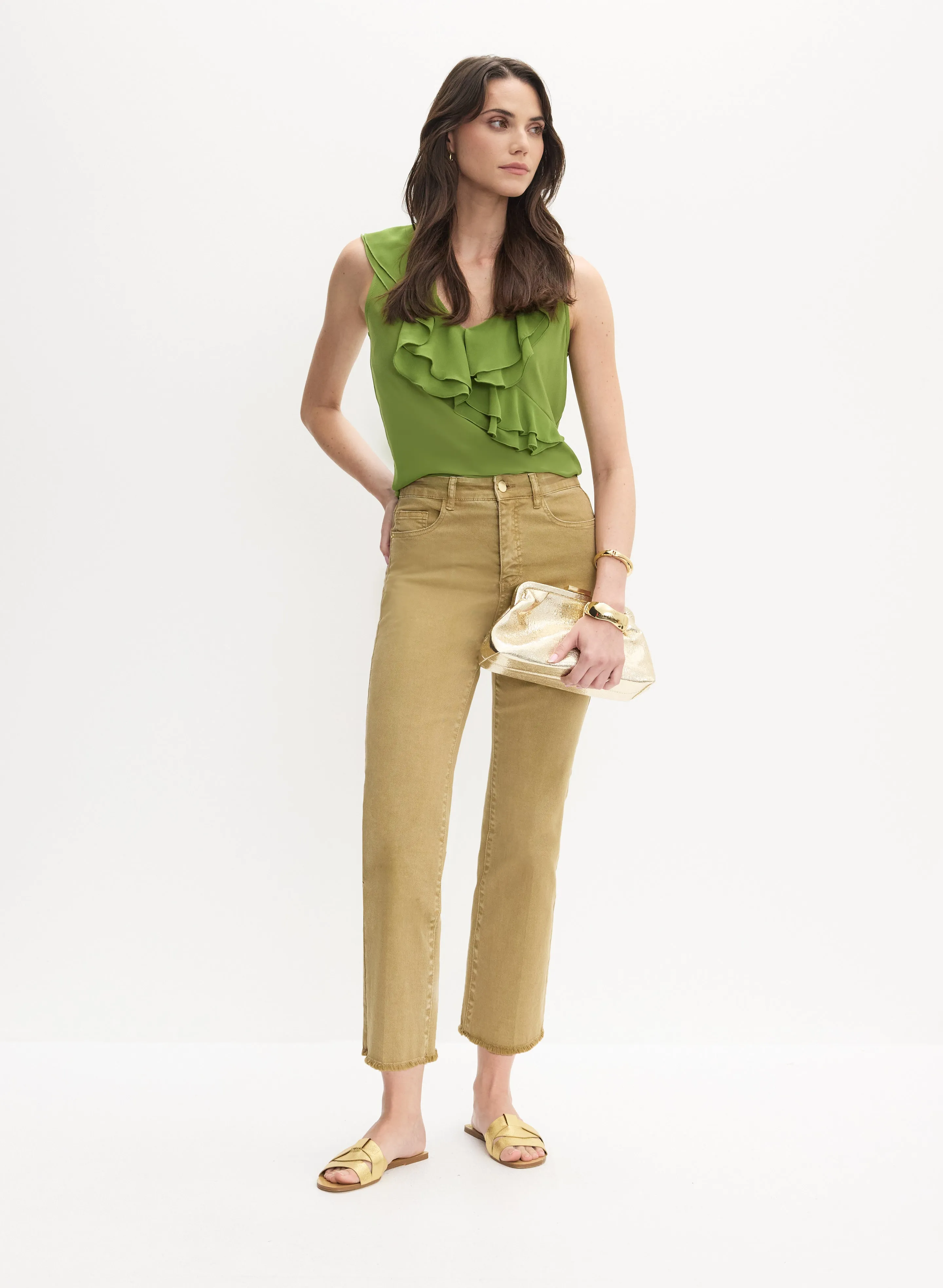 Ruffle Detail Tank Top & Straight Leg Jeans sold by Melanie Lyne