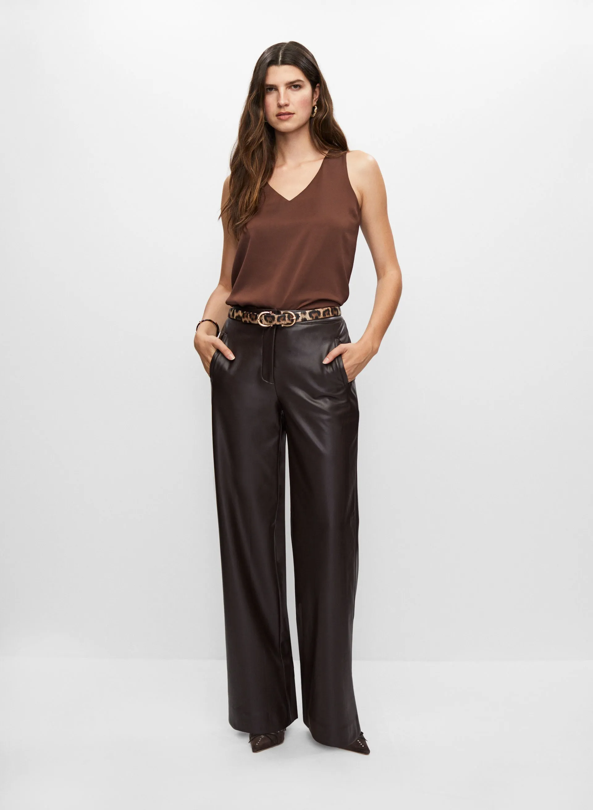 Vegan Leather Straight Leg Pants sold by Melanie Lyne product image thumbnail 3