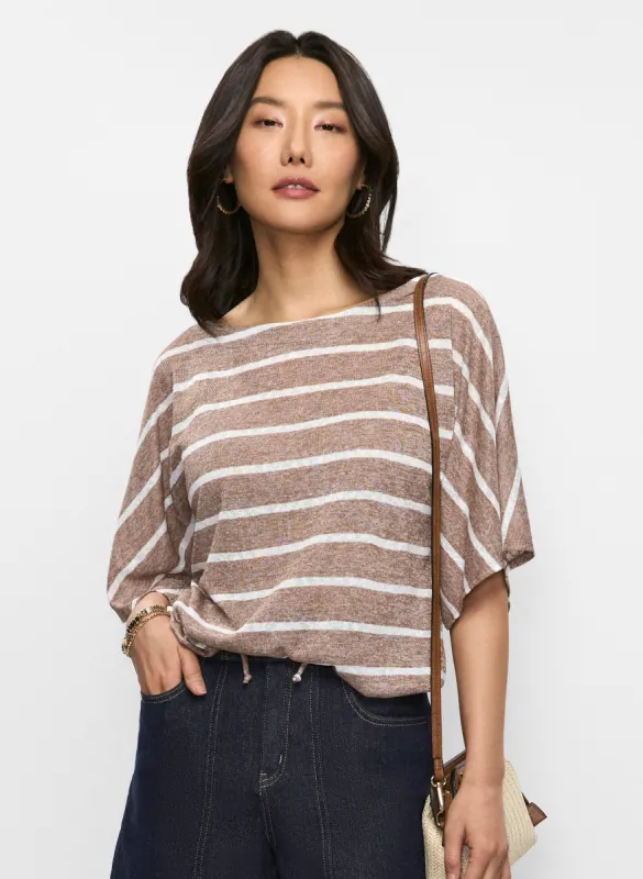 Striped Drawstring-Hem Top sold by Melanie Lyne