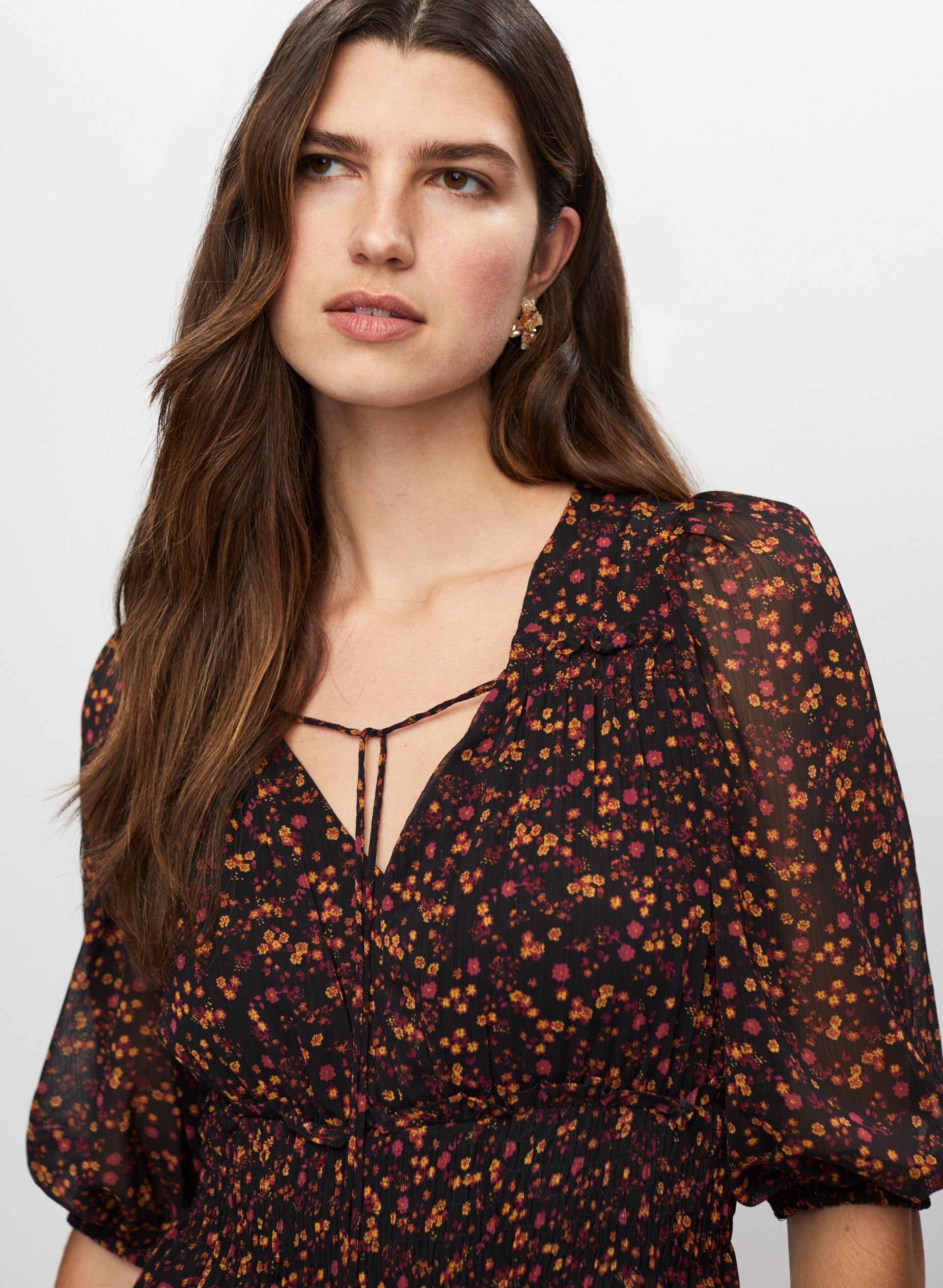 Floral Print Tie Neck Dress sold by Melanie Lyne product image thumbnail 5