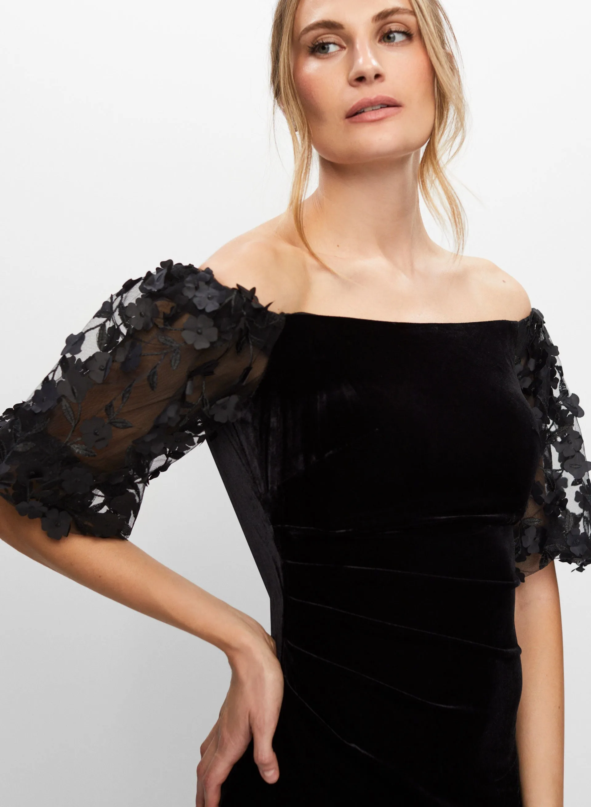 BA Nites - Velvet Floral Sleeve Dress sold by Melanie Lyne product image thumbnail 2