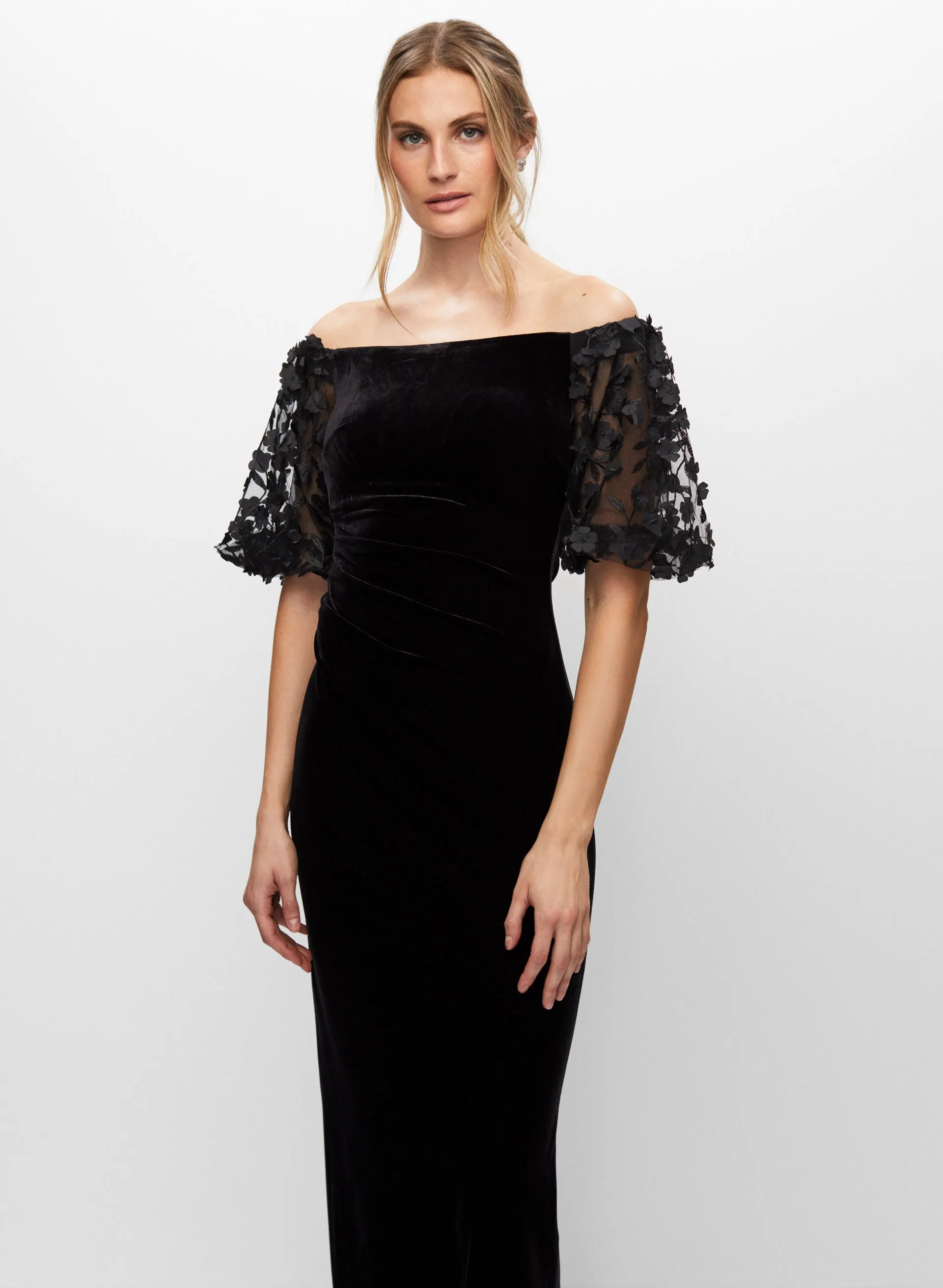 BA Nites - Velvet Floral Sleeve Dress sold by Melanie Lyne product image thumbnail 5