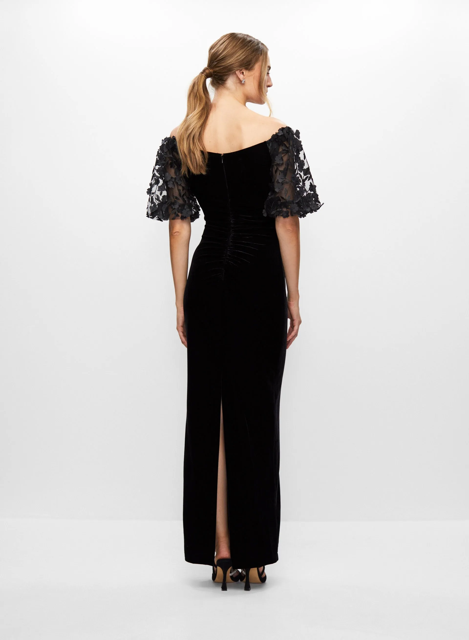 BA Nites - Velvet Floral Sleeve Dress sold by Melanie Lyne product image thumbnail 4