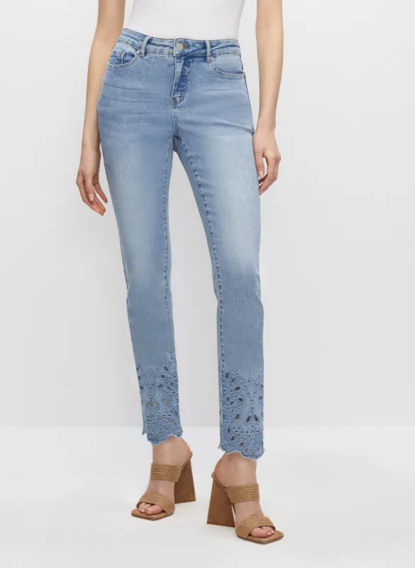 Eyelet Motif Straight Leg Jeans sold by Melanie Lyne