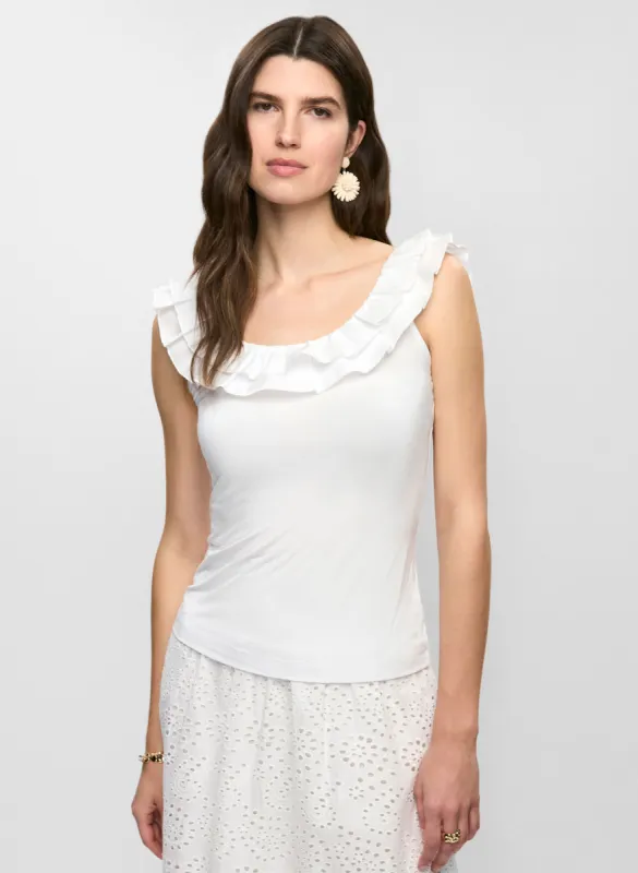 Ruffled Sleeveless Scoop Neck Top sold by Melanie Lyne