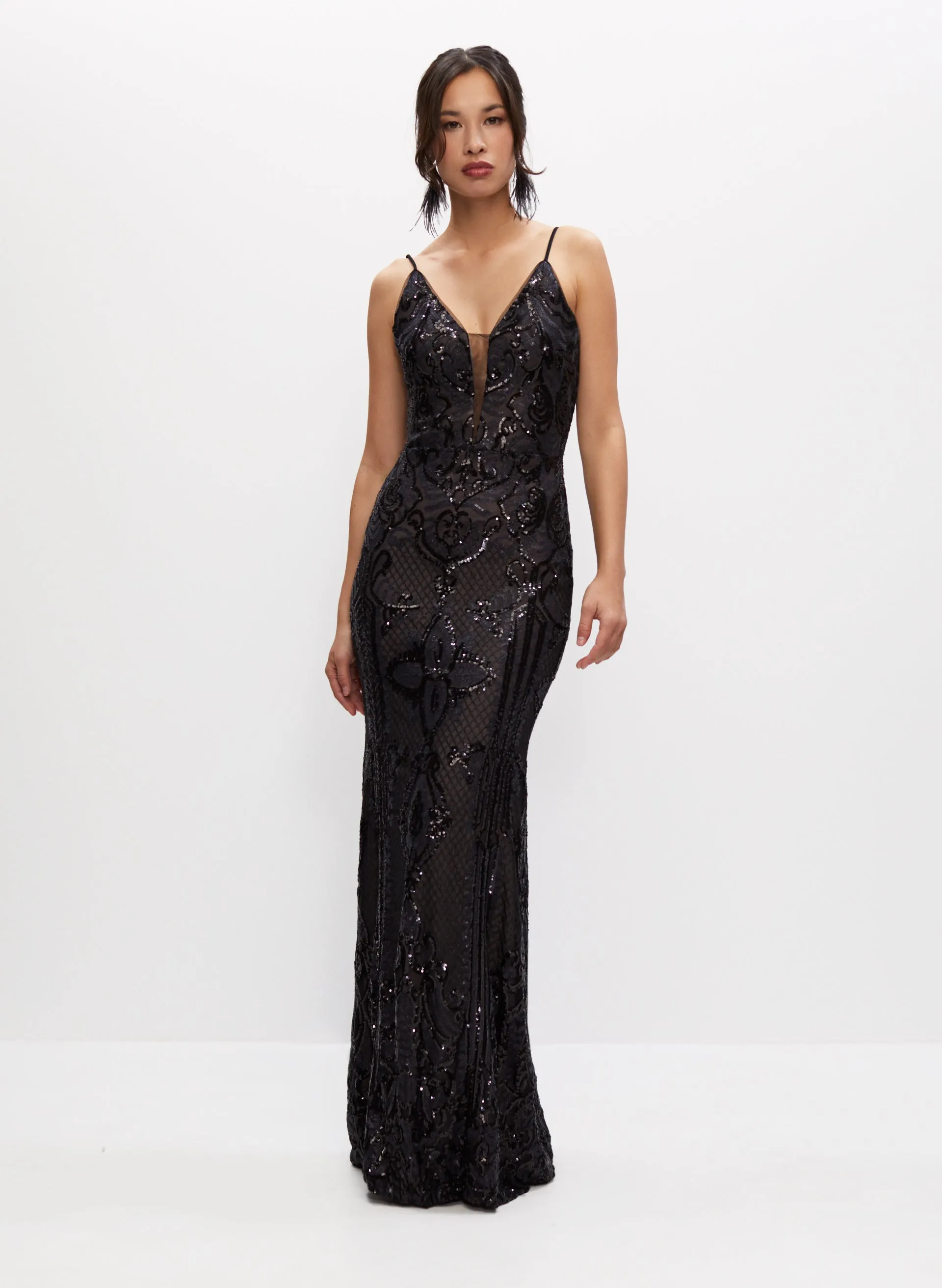 Deep V-Neck Sequin Gown sold by Melanie Lyne