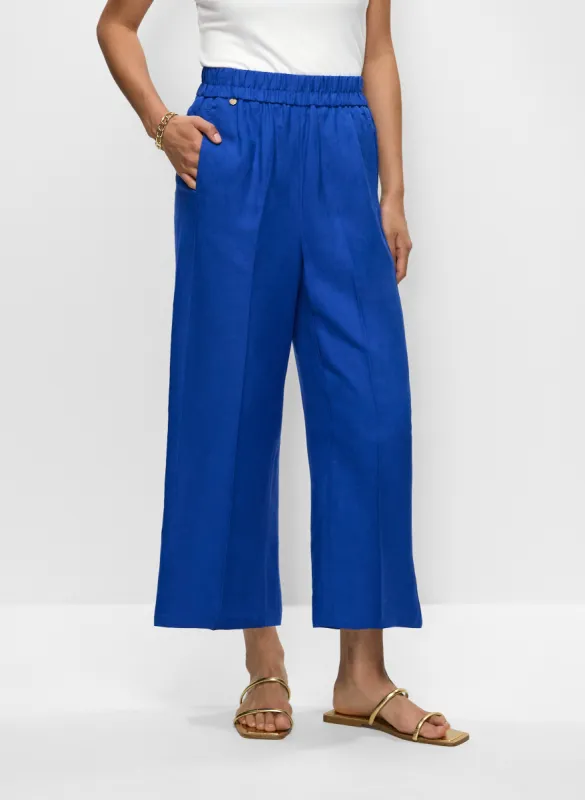 Pull-On Linen-Blend Culotte Pants sold by Melanie Lyne