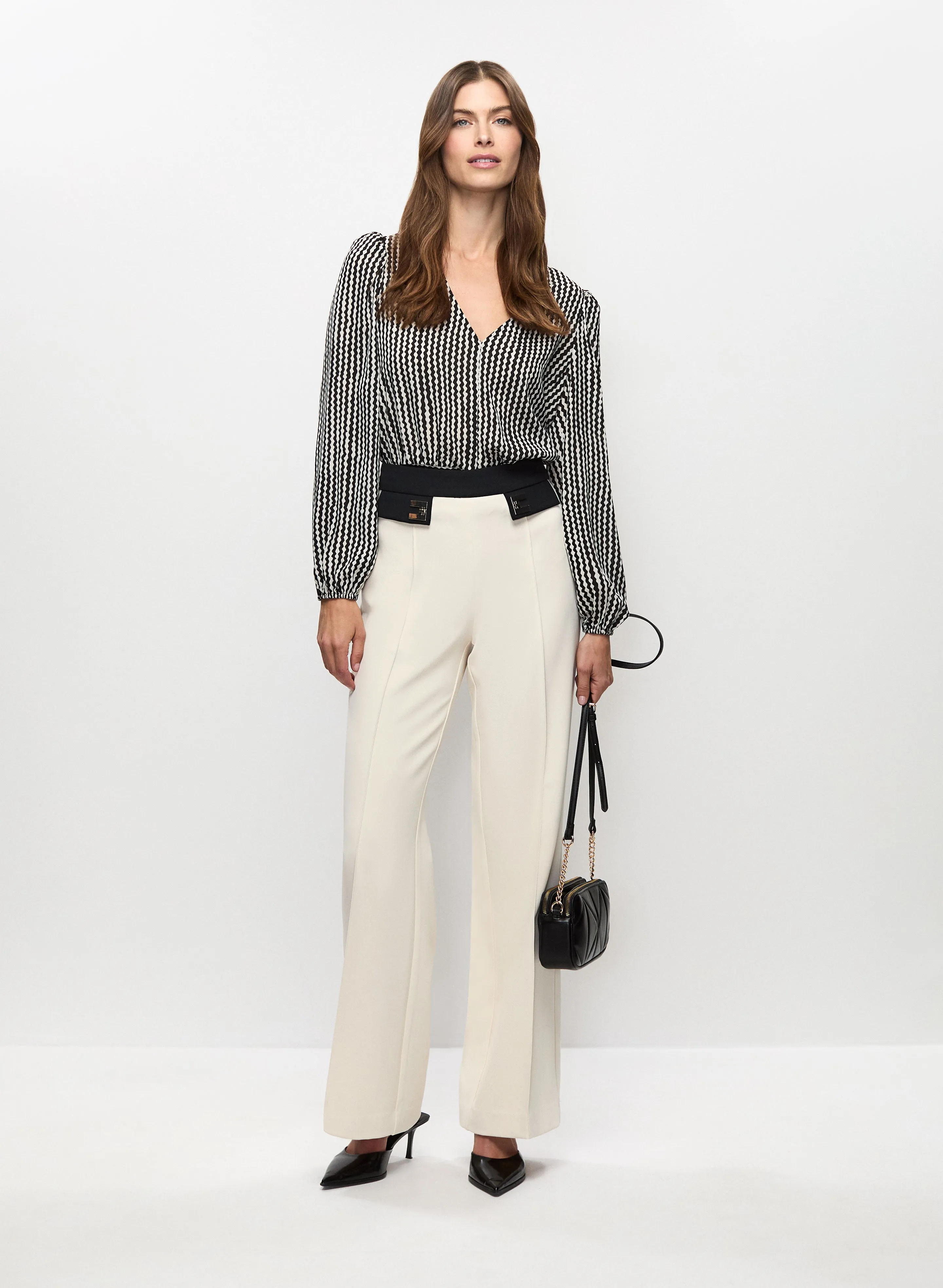 Wavy Pattern Blouse & Colour Block Flare Leg Pants sold by Melanie Lyne