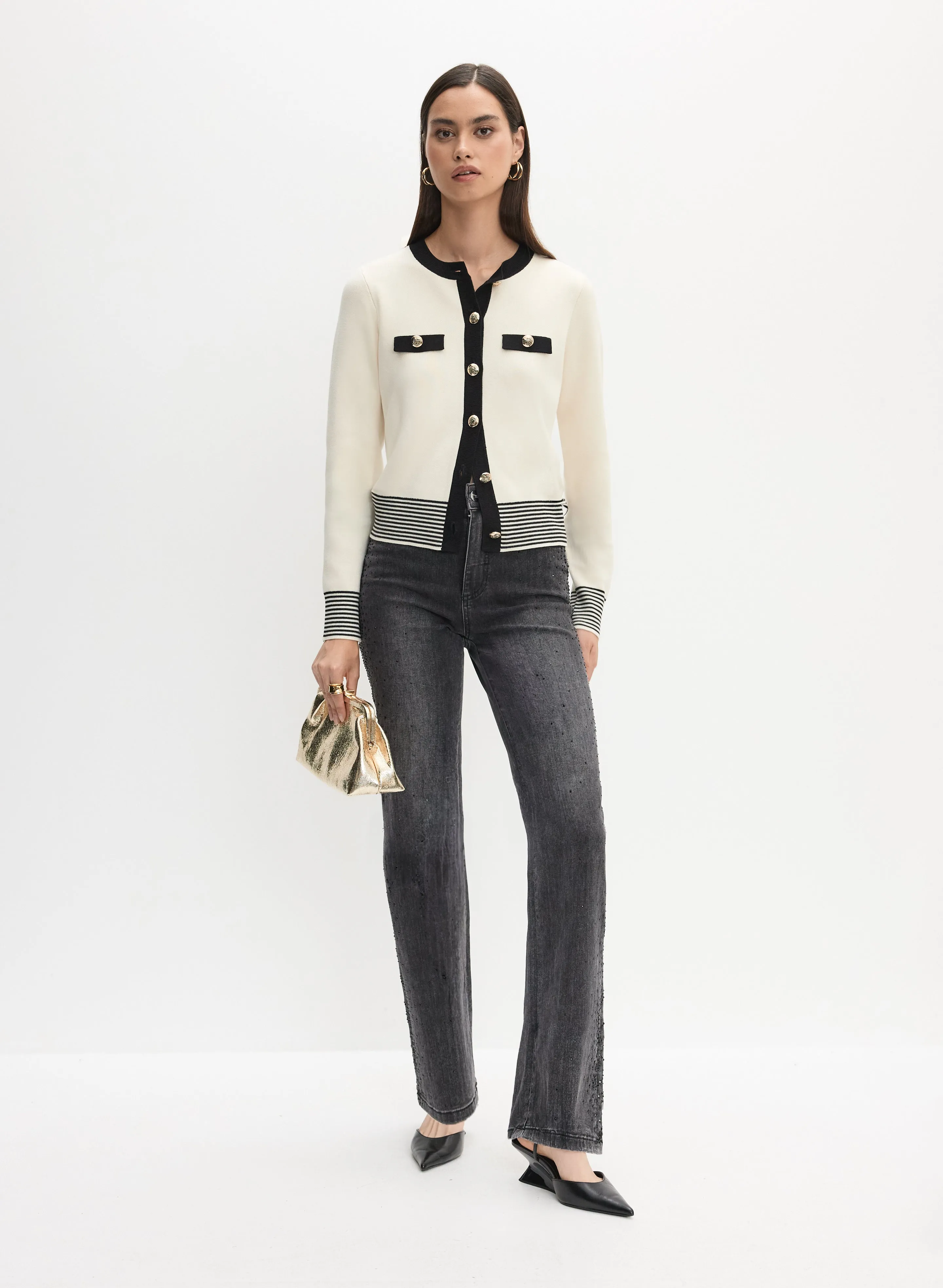 Button-Up Cardigan & Wide Leg Jeans sold by Melanie Lyne