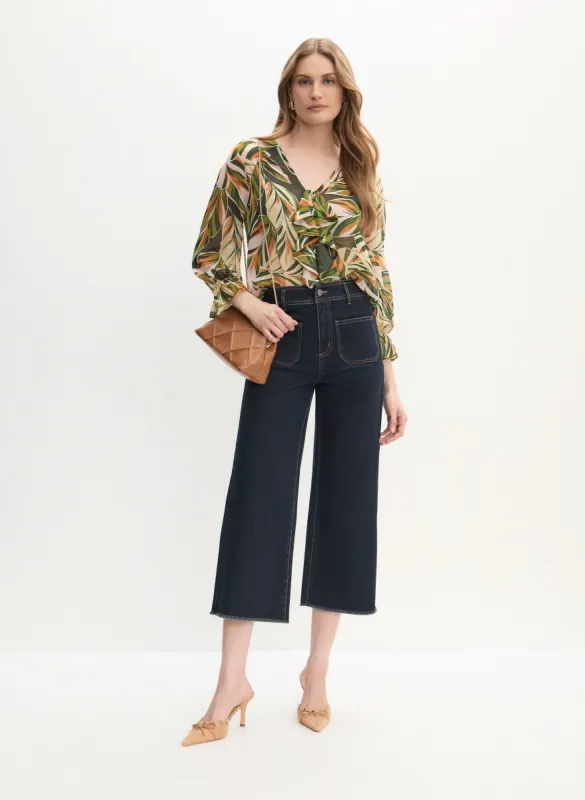 Palm Print Blouse & Culotte Jeans sold by Melanie Lyne
