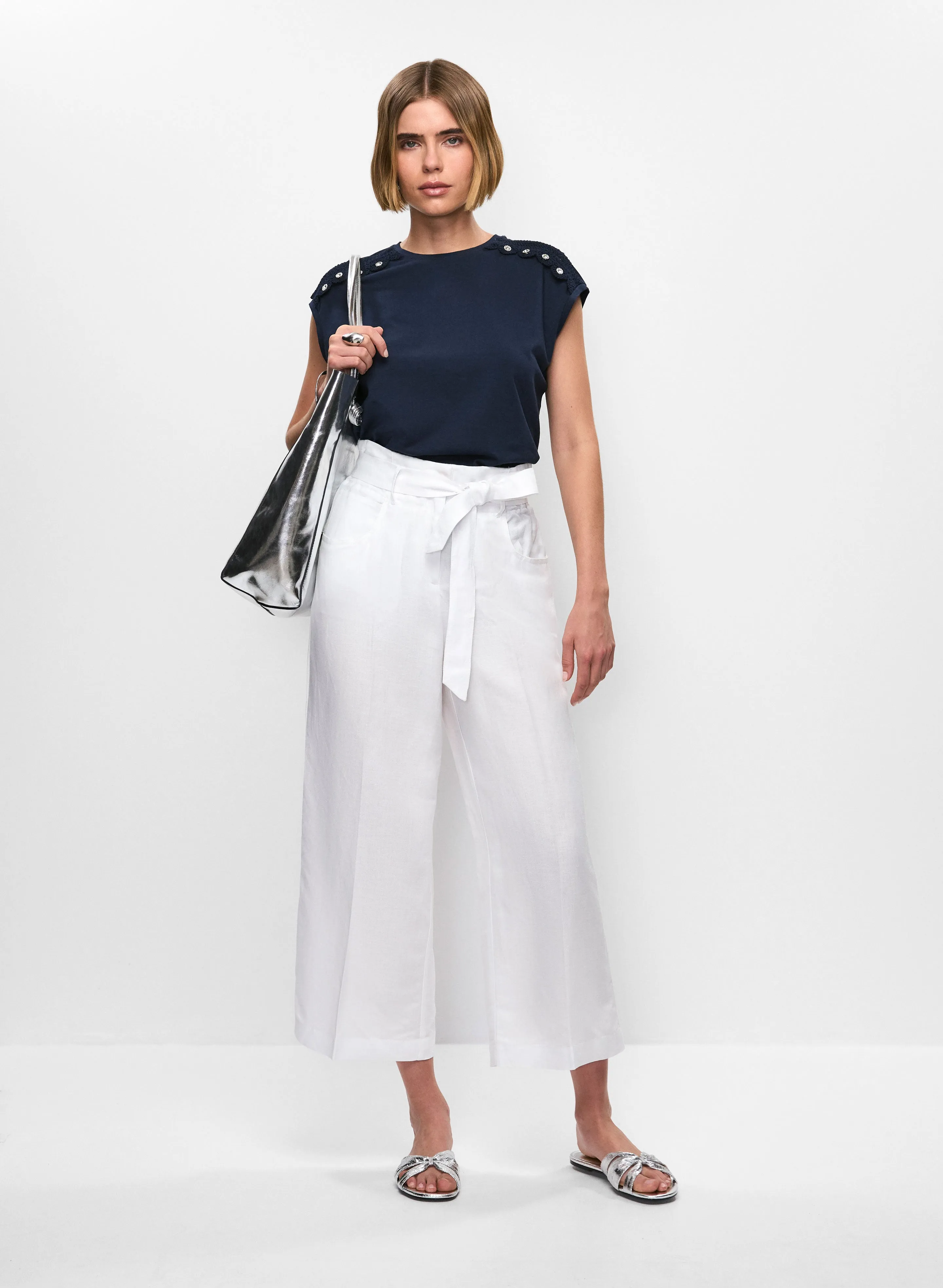 Crotchet Detail Short Sleeve Top sold by Melanie Lyne product image thumbnail 3