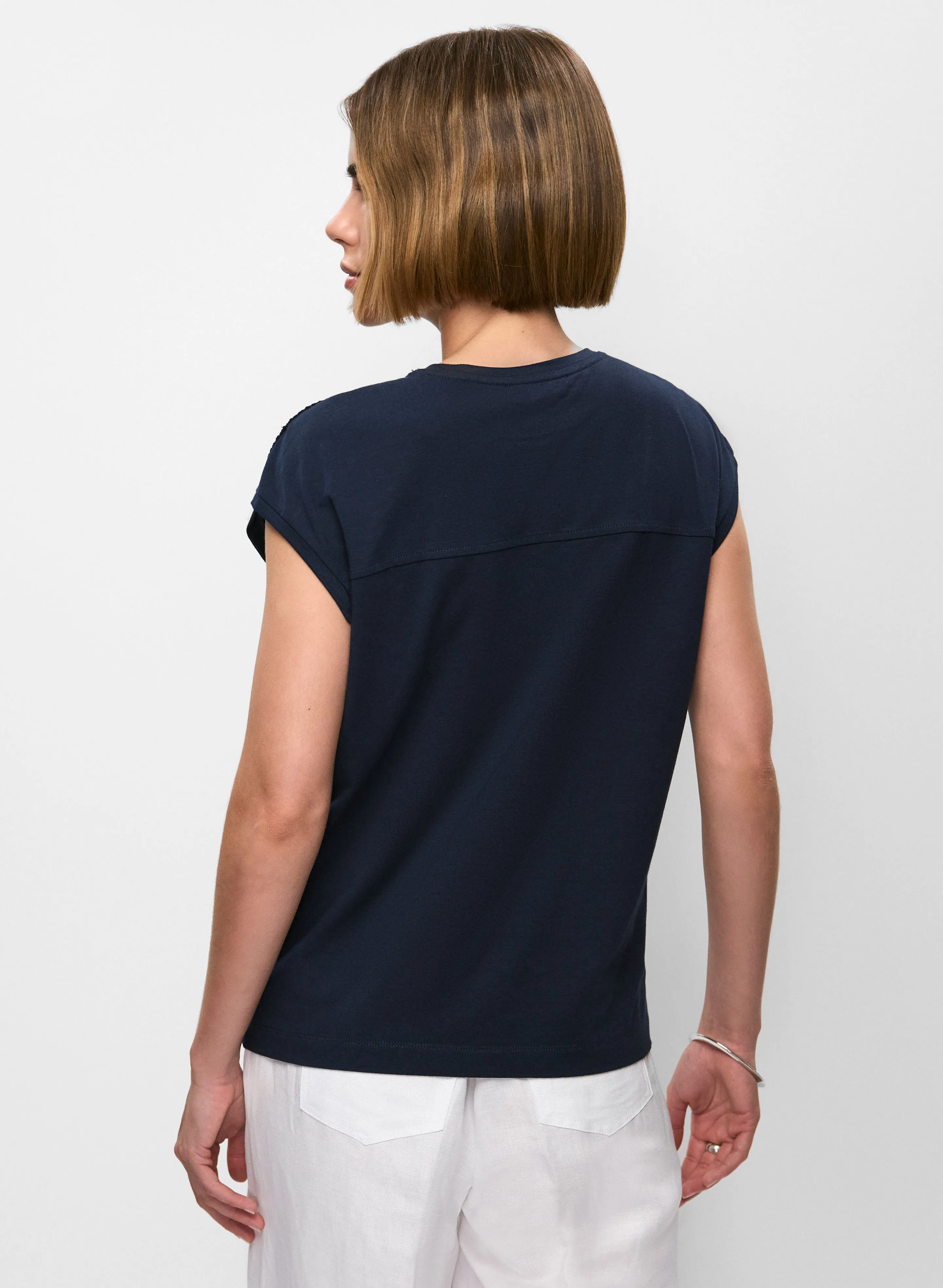 Crotchet Detail Short Sleeve Top sold by Melanie Lyne product image thumbnail 4