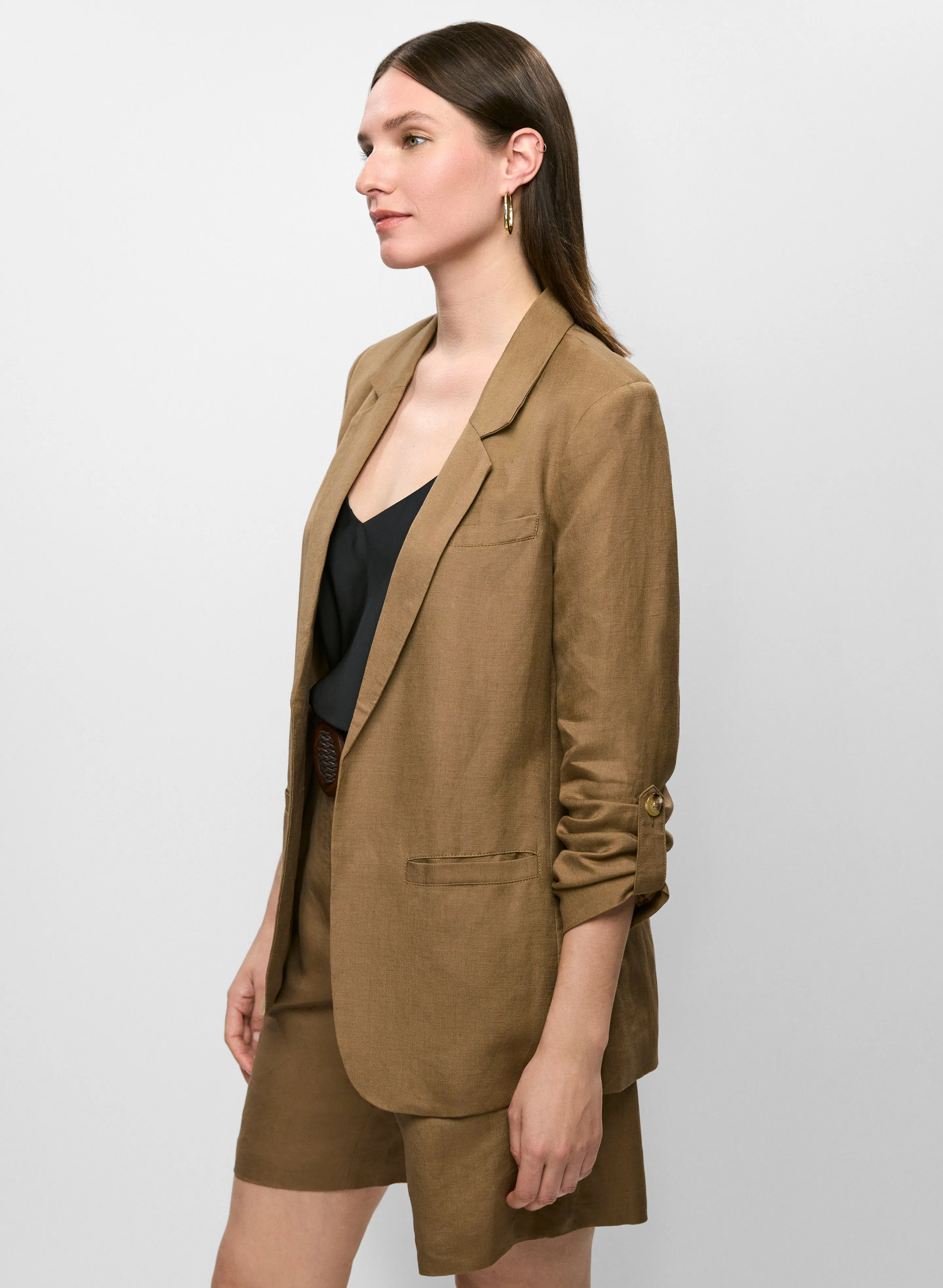 Rolled Sleeve Linen-Blend Blazer sold by Melanie Lyne product image thumbnail 5
