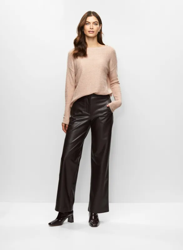 Sequin Detail Knit & Vegan Leather Pants sold by Melanie Lyne