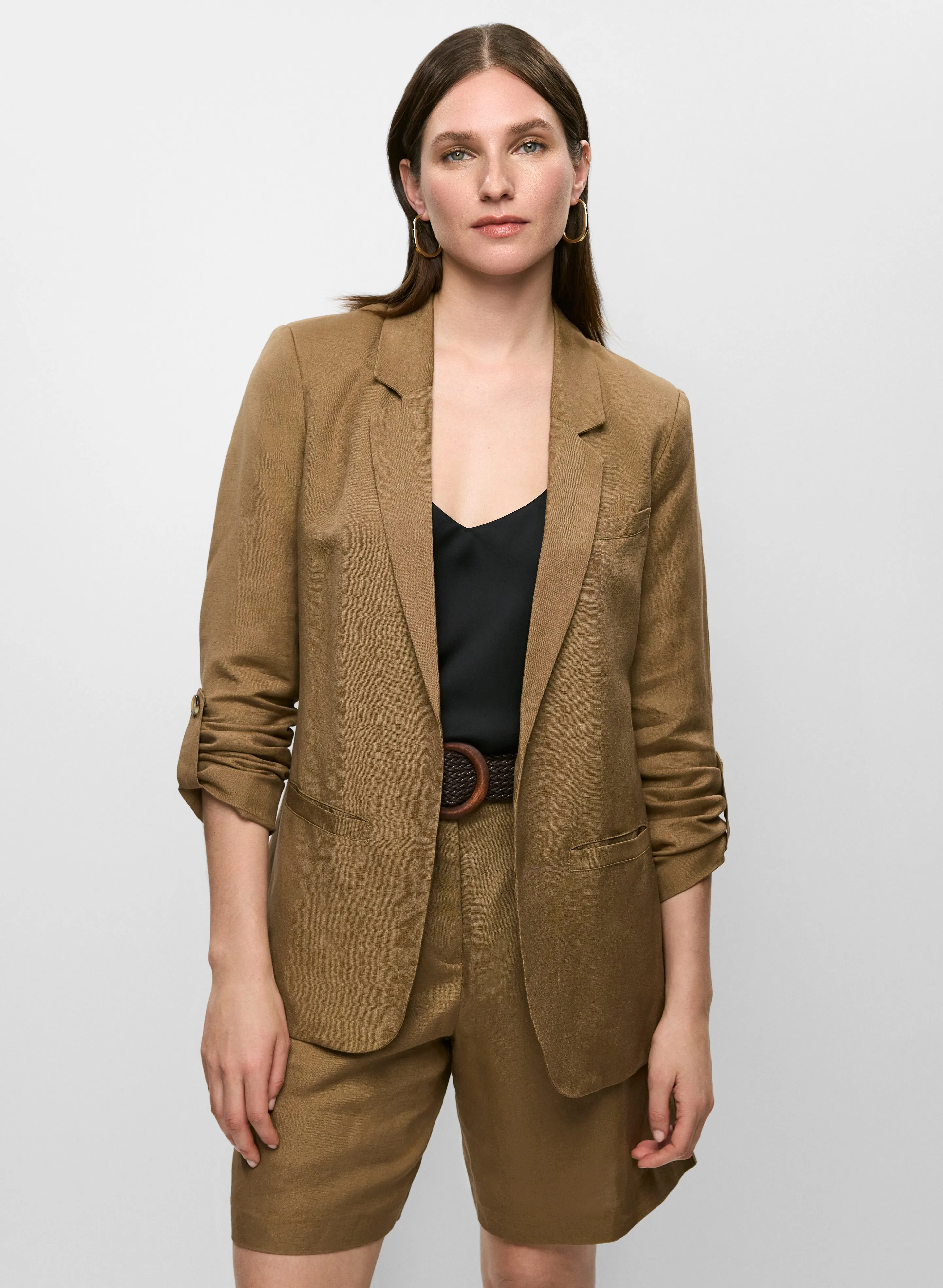 Rolled Sleeve Linen-Blend Blazer sold by Melanie Lyne