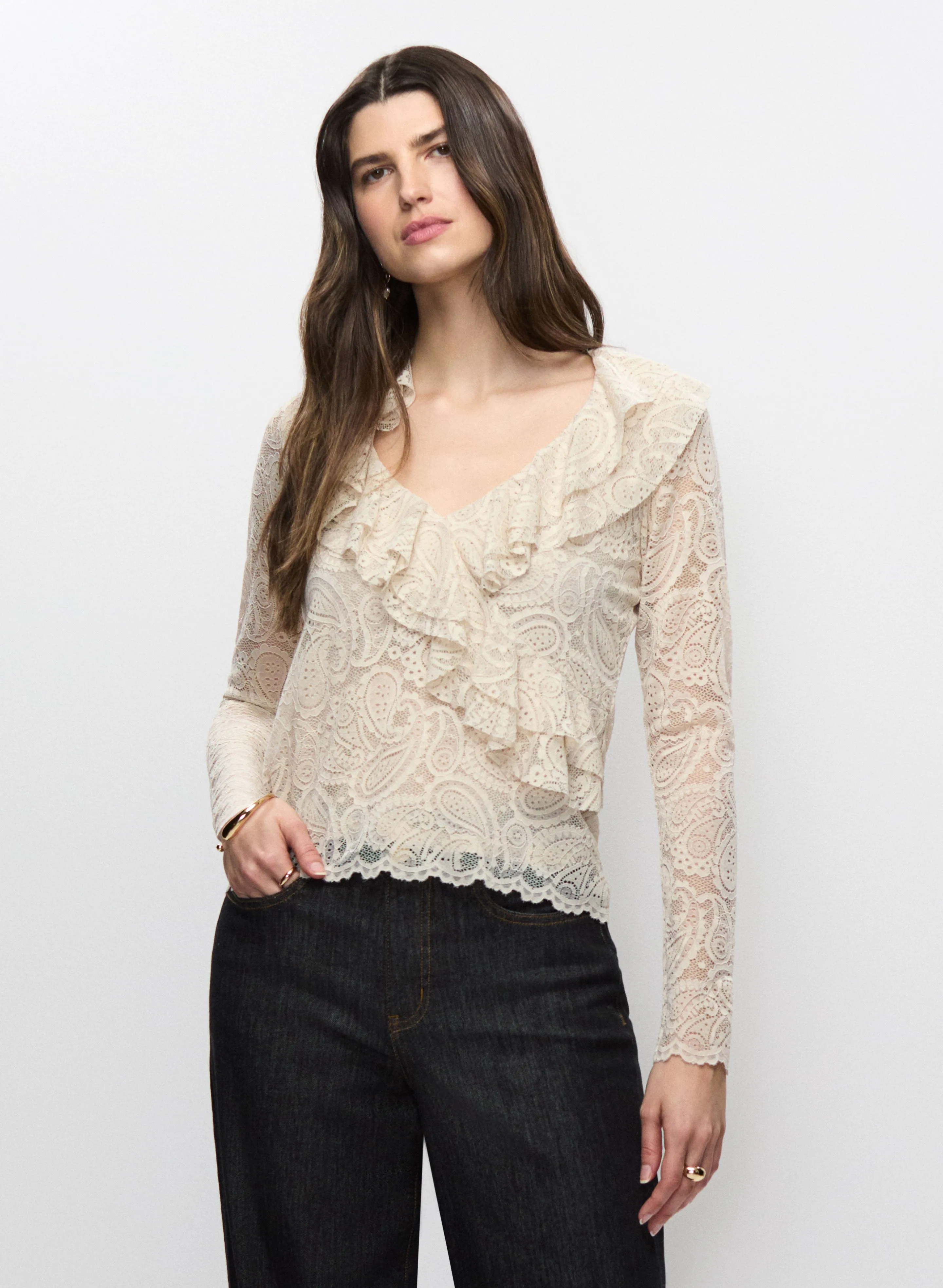 Ruffled Lace Top sold by Melanie Lyne product image thumbnail 5