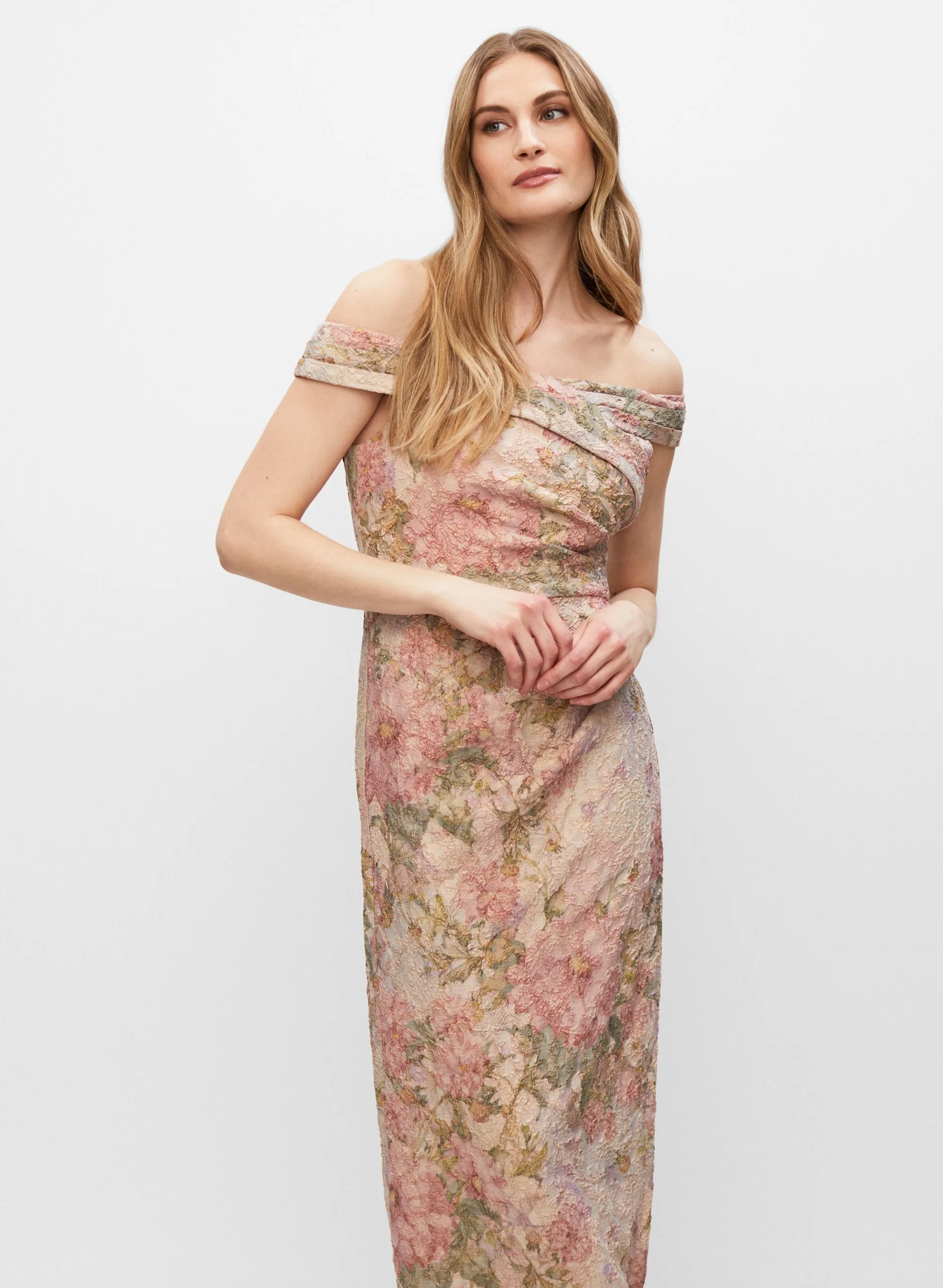 Adrianna Papell - Floral Off-The-Shoulder Gown sold by Melanie Lyne product image thumbnail 5