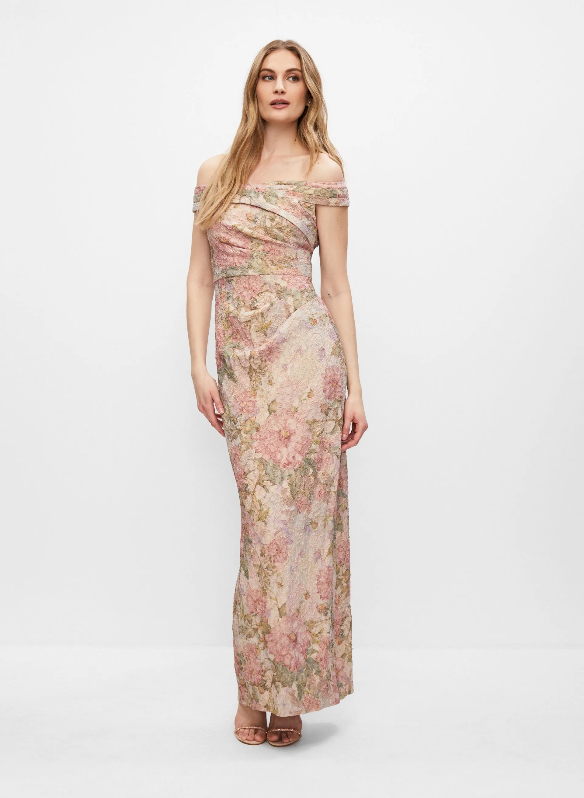 Adrianna Papell - Floral Off-The-Shoulder Gown sold by Melanie Lyne